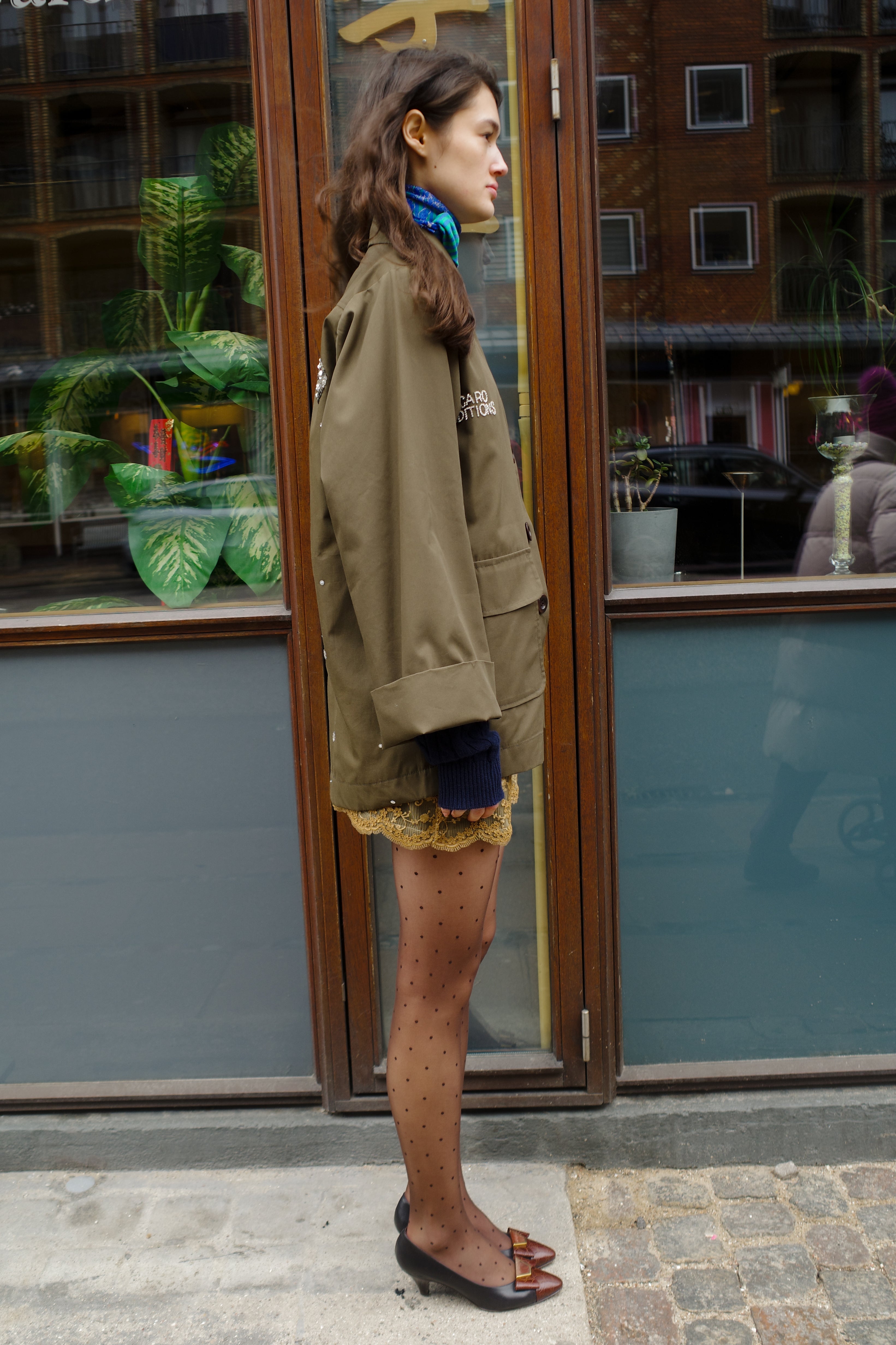 SHORT ANNA COAT COTTON OLIVE - LADY