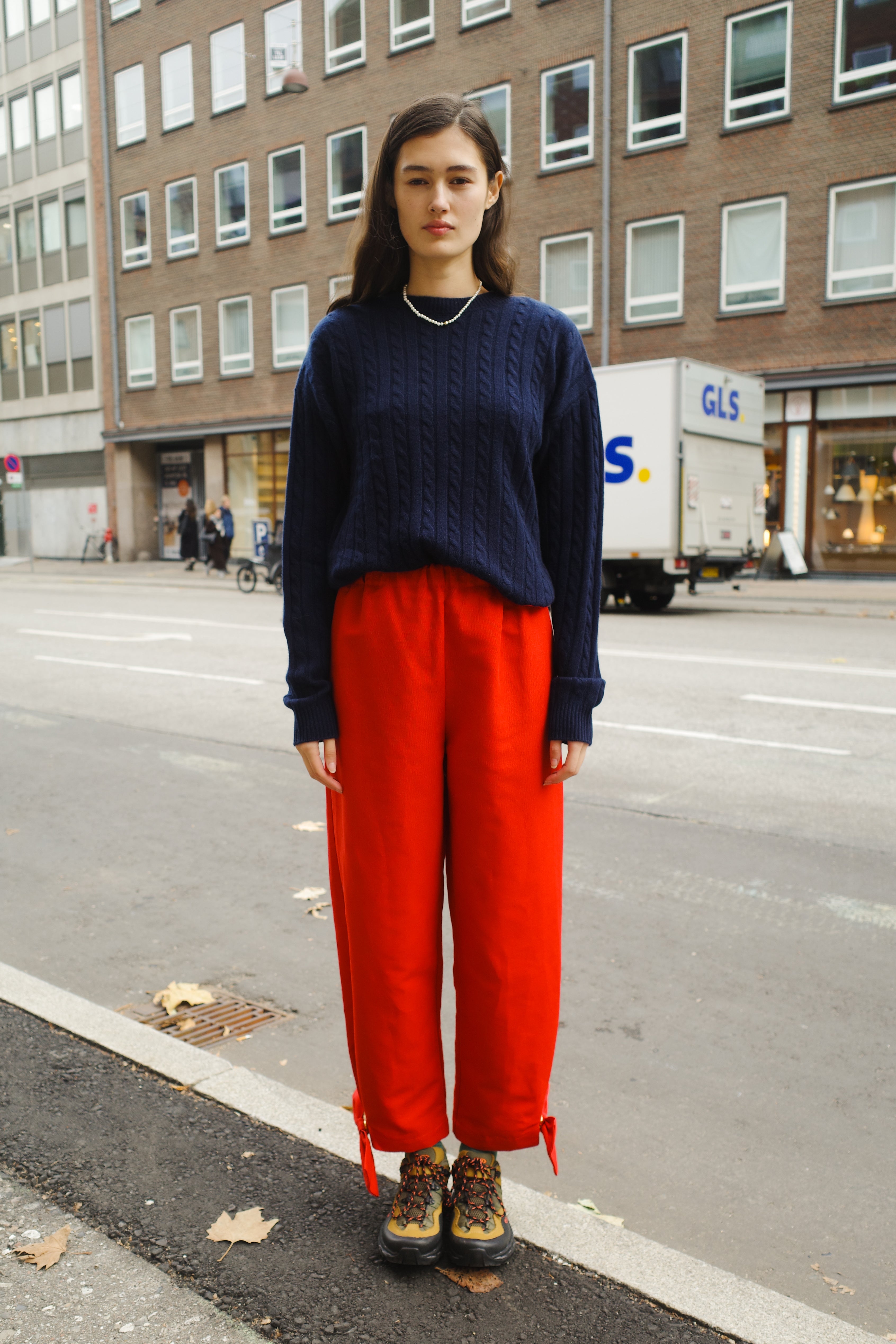 Coco Pants with Bows Red Linen