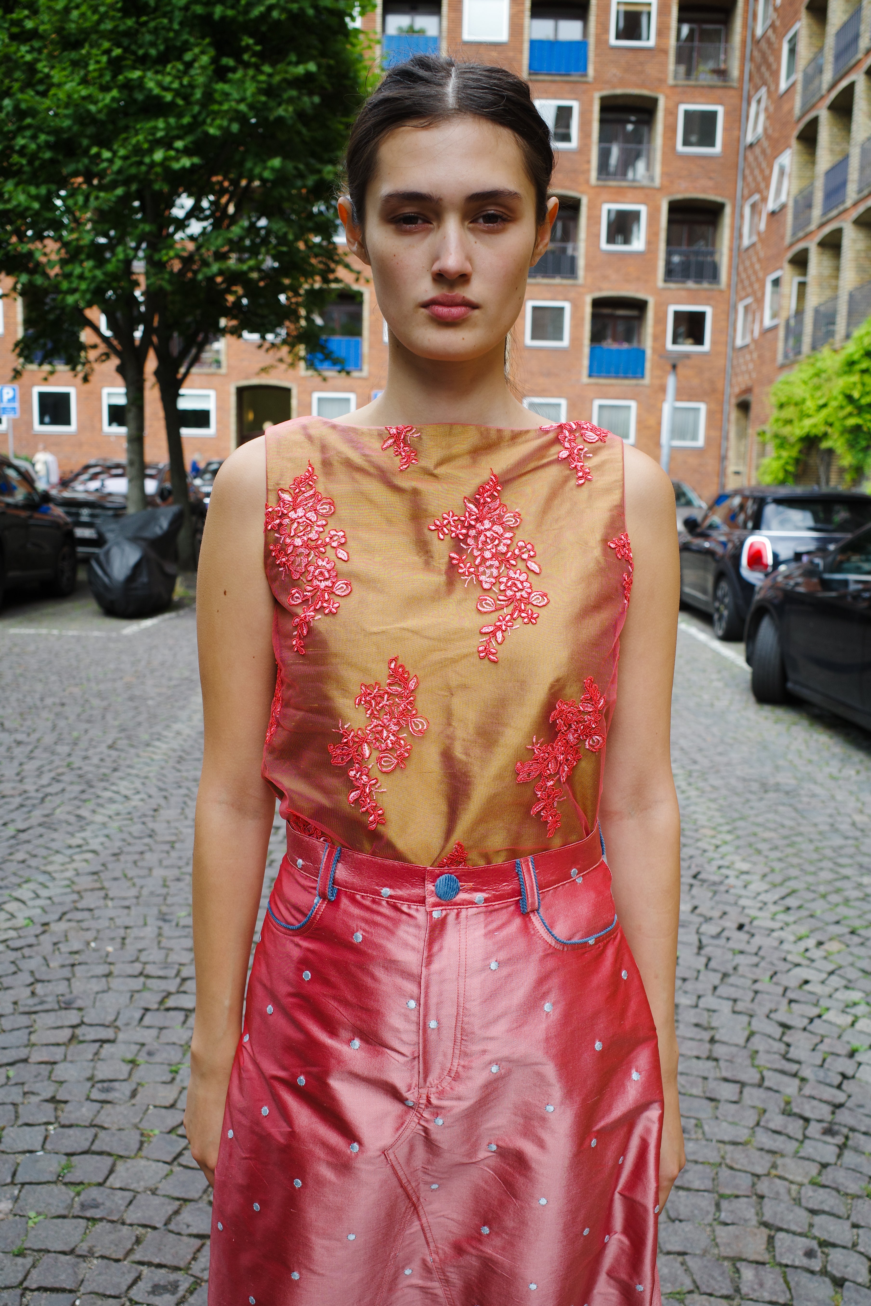 Coco Top silk taffeta and lace