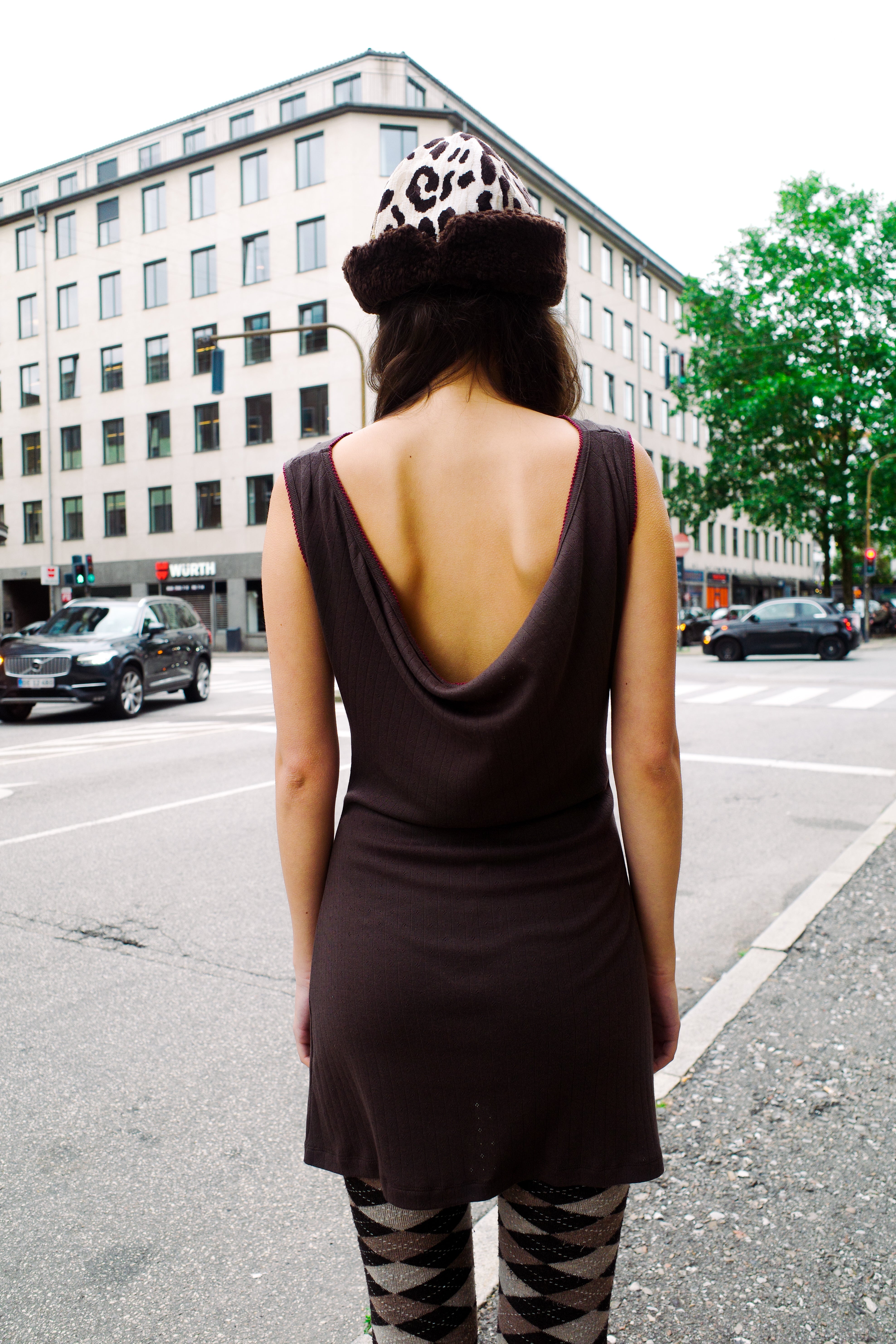 Alexa Jersey Dress - Dark Brown