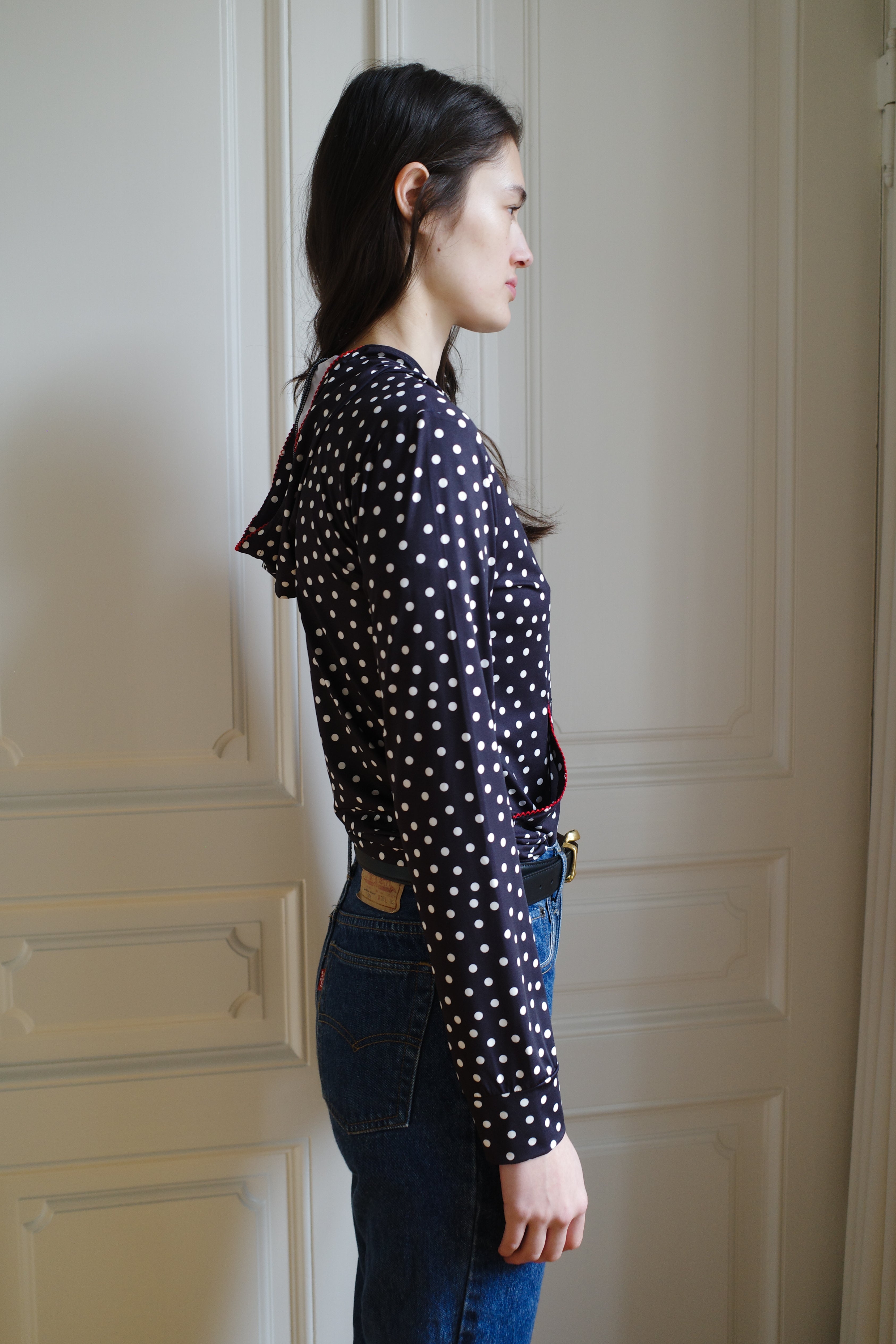 Hoodie Jersey Black Dots