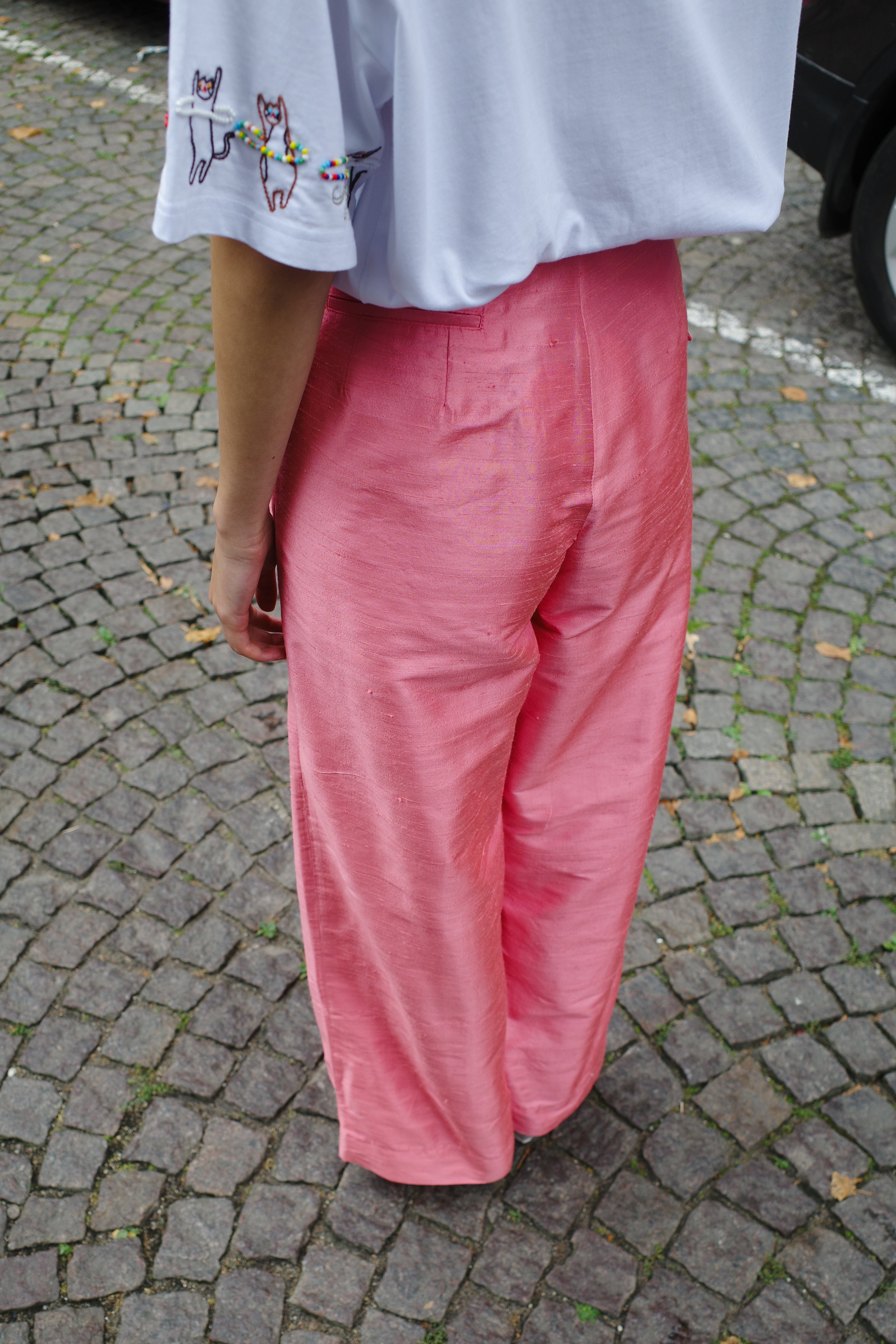 Beatrice Pants pink silk
