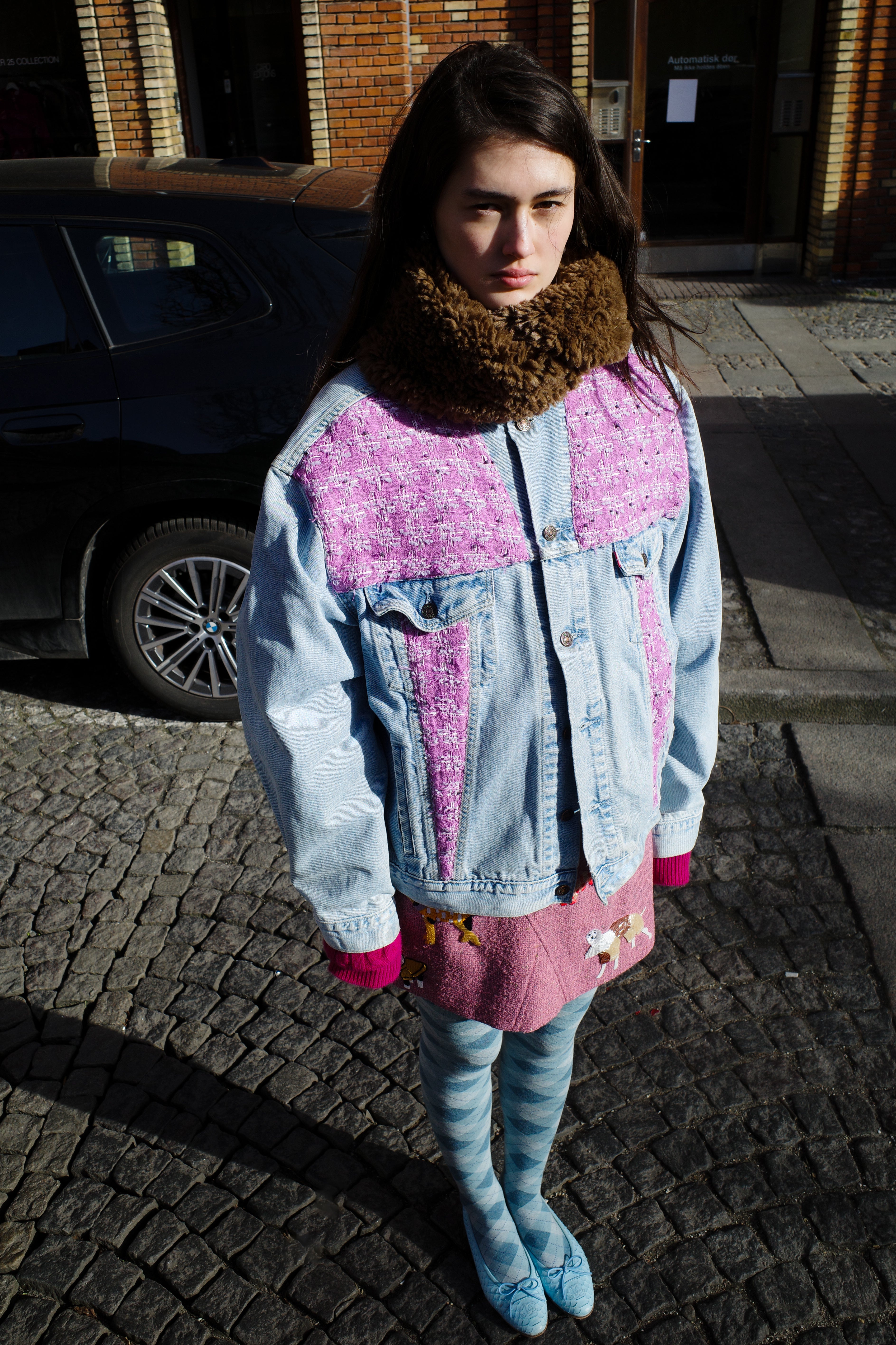 Upcycled Denim Jacket with deadstock Chanel fabric