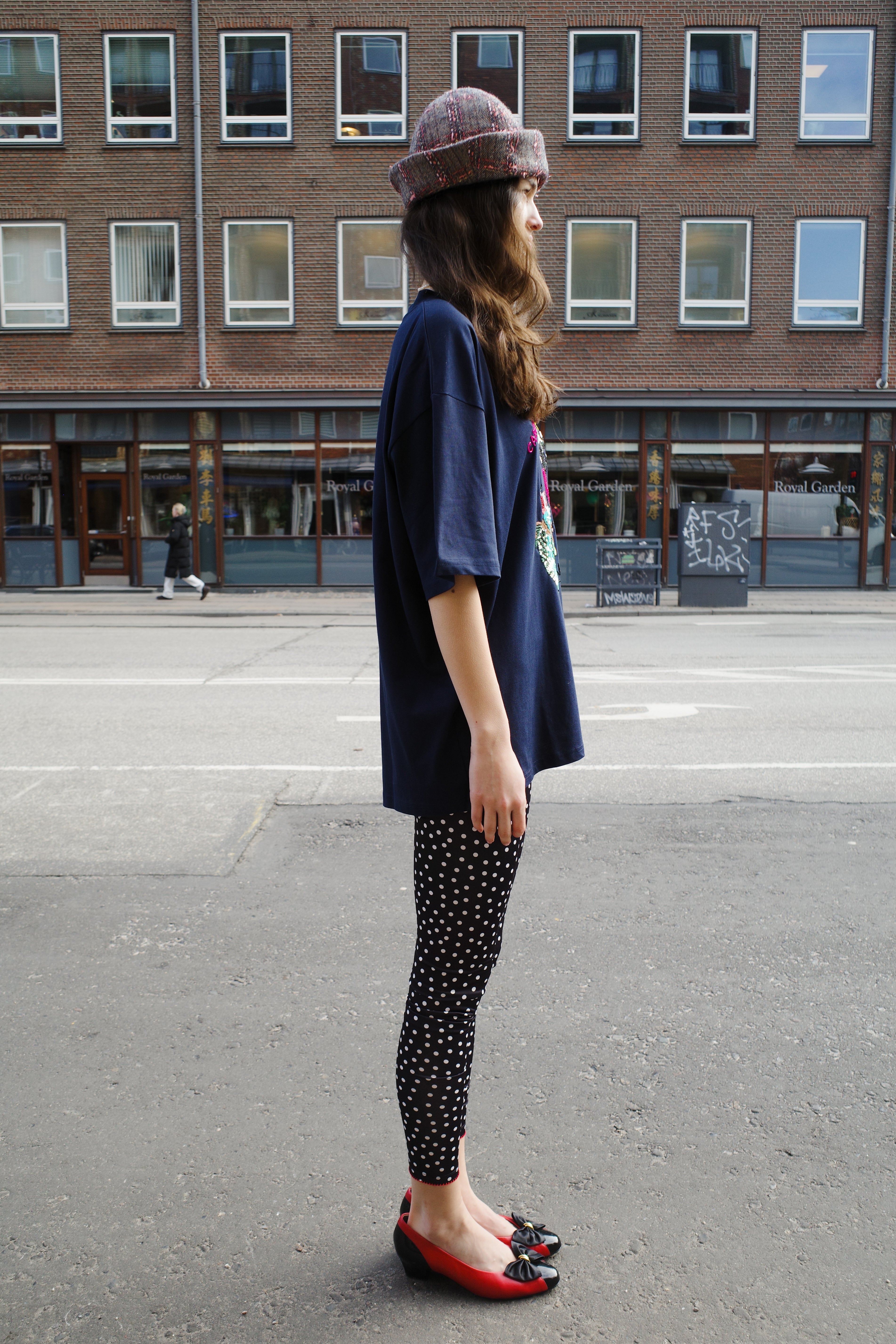 FREDDIE T-SHIRT COTTON NAVY - CAT ON LADDER