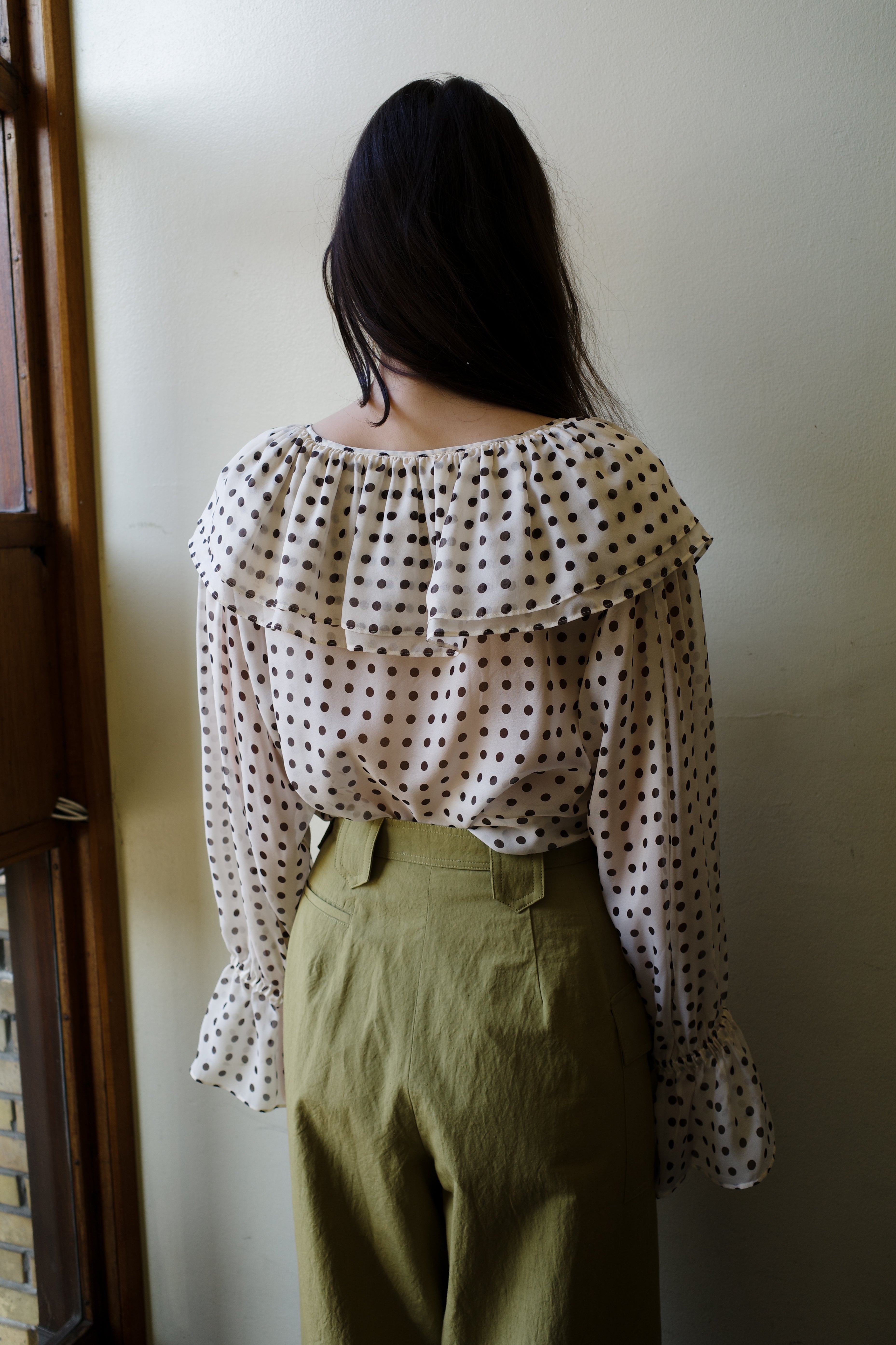 Ursula Blouse - Cream w. Brown dot