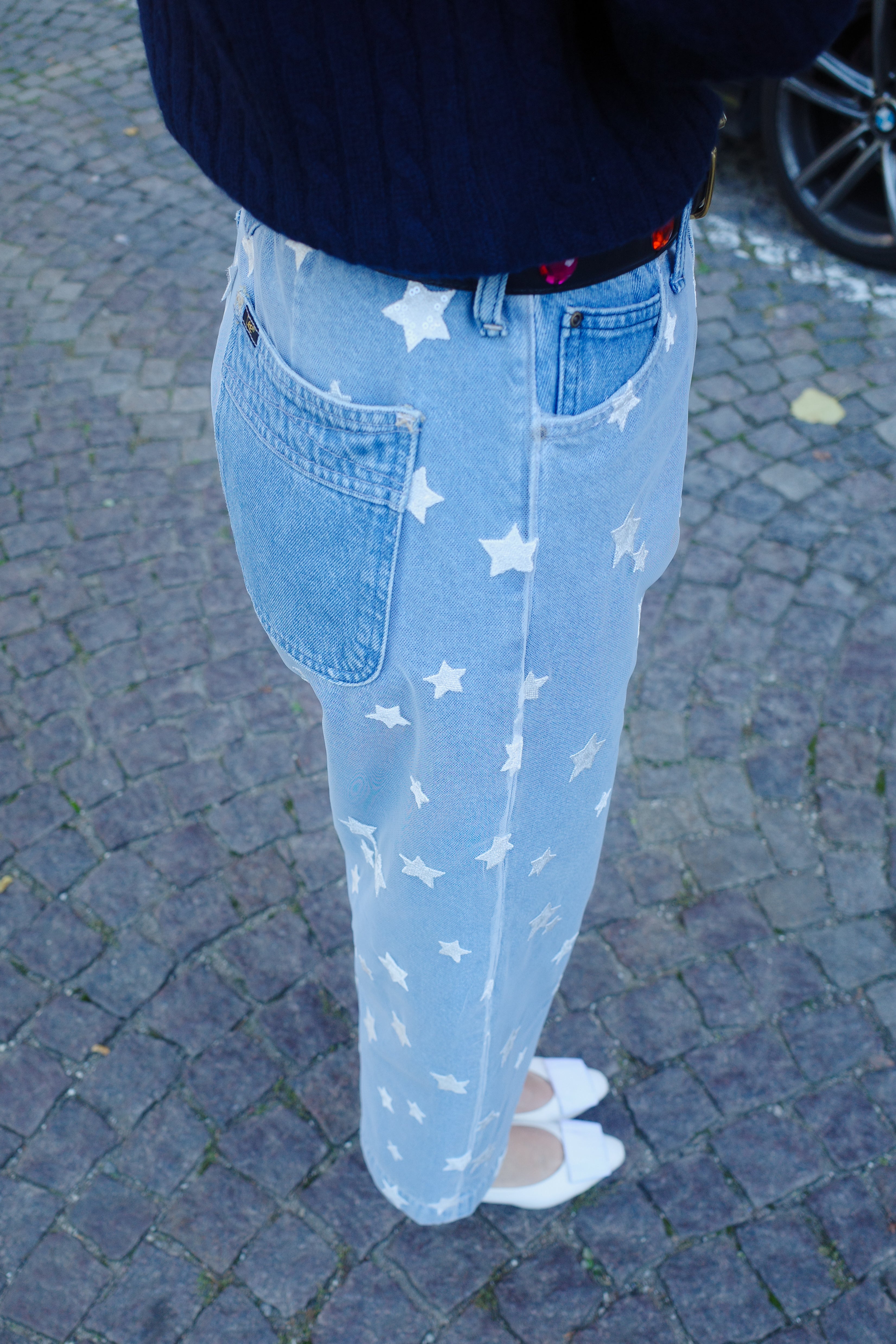 Upcycled denim jeans -  Star Tulle One of a kind