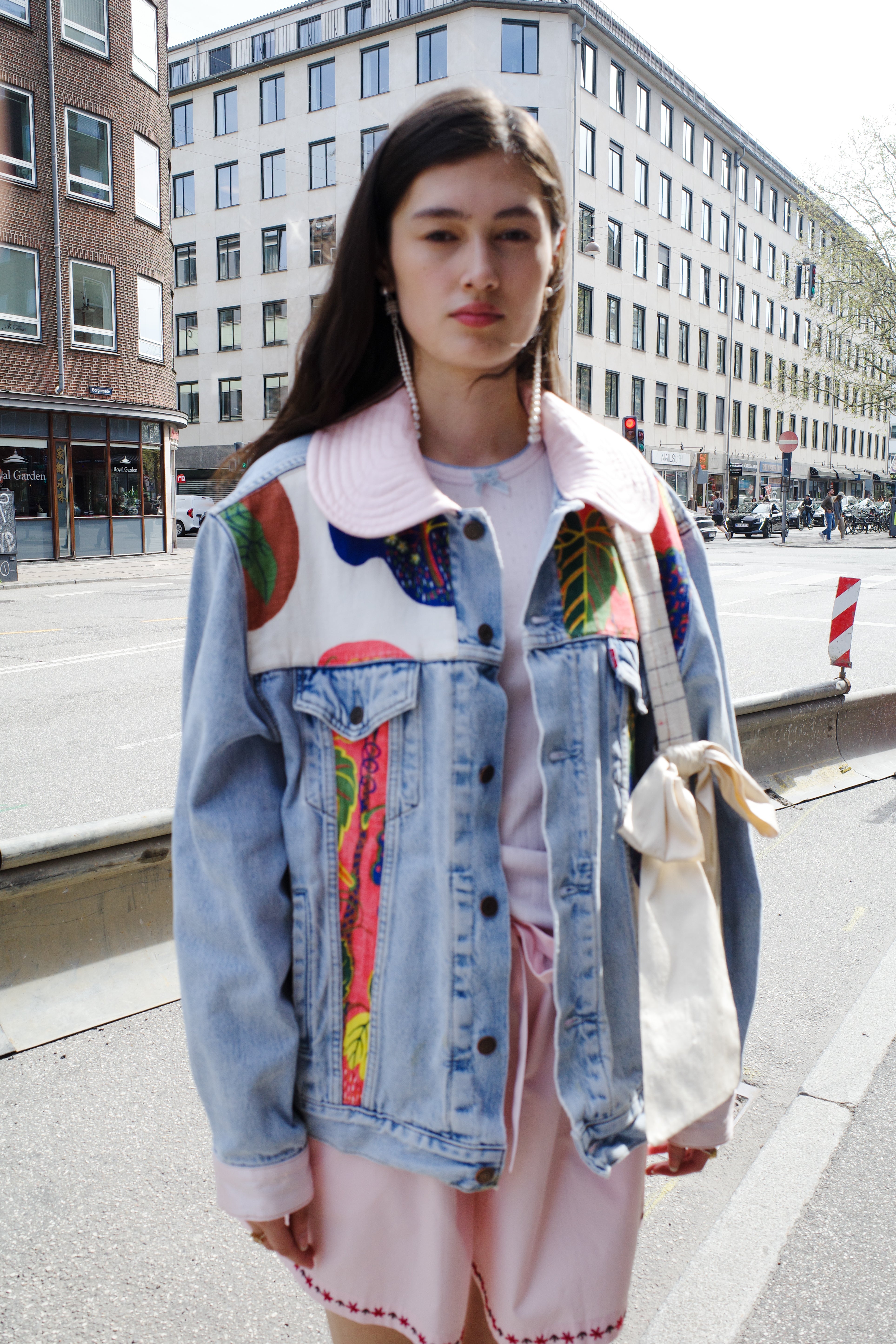 Upcycled Denim Jacket with deadstock Josef Frank fabric