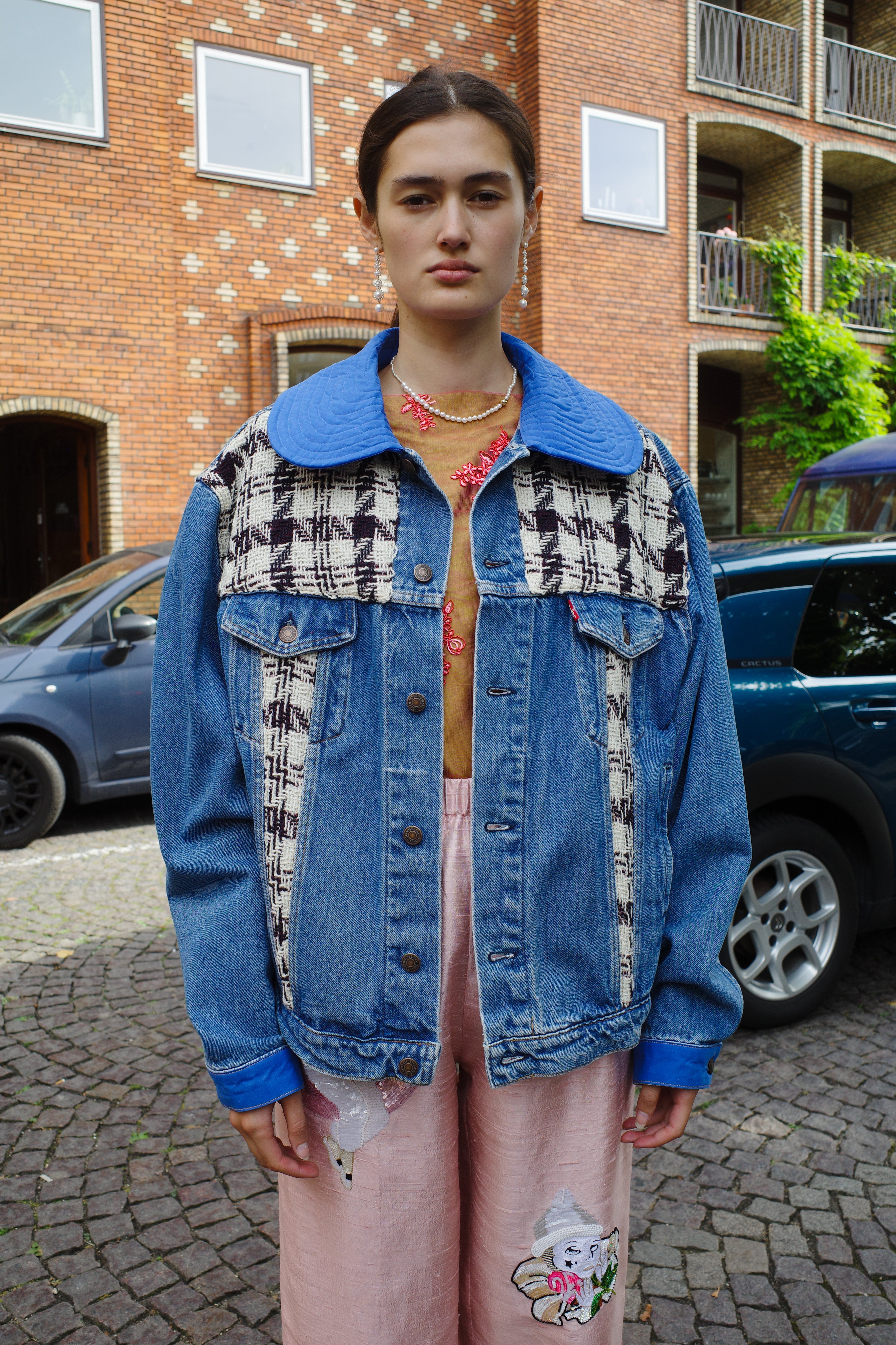 Upcycled Denim Jacket with deadstock Chanel fabric