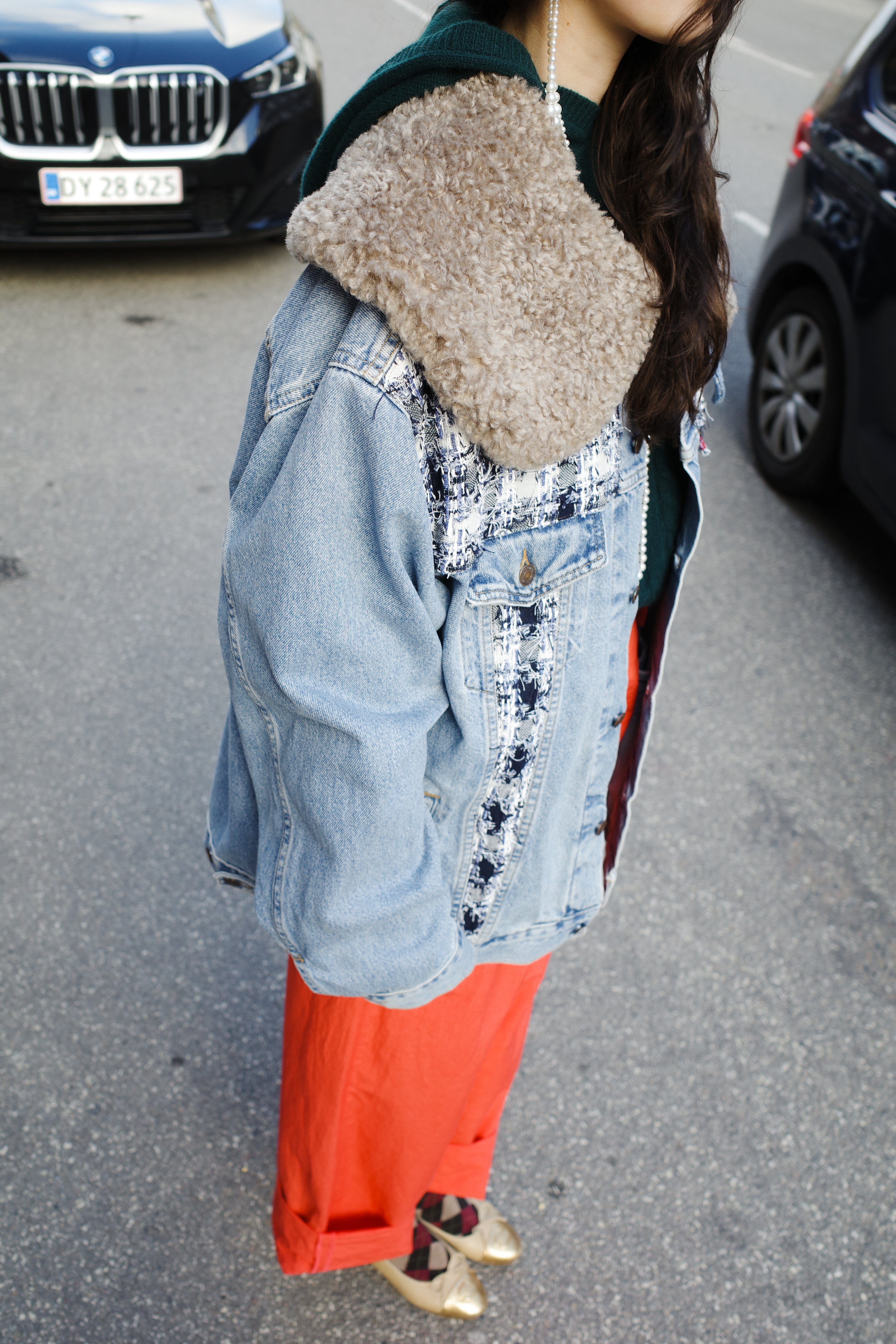 Upcycled Denim Jacket with deadstock Chanel fabric
