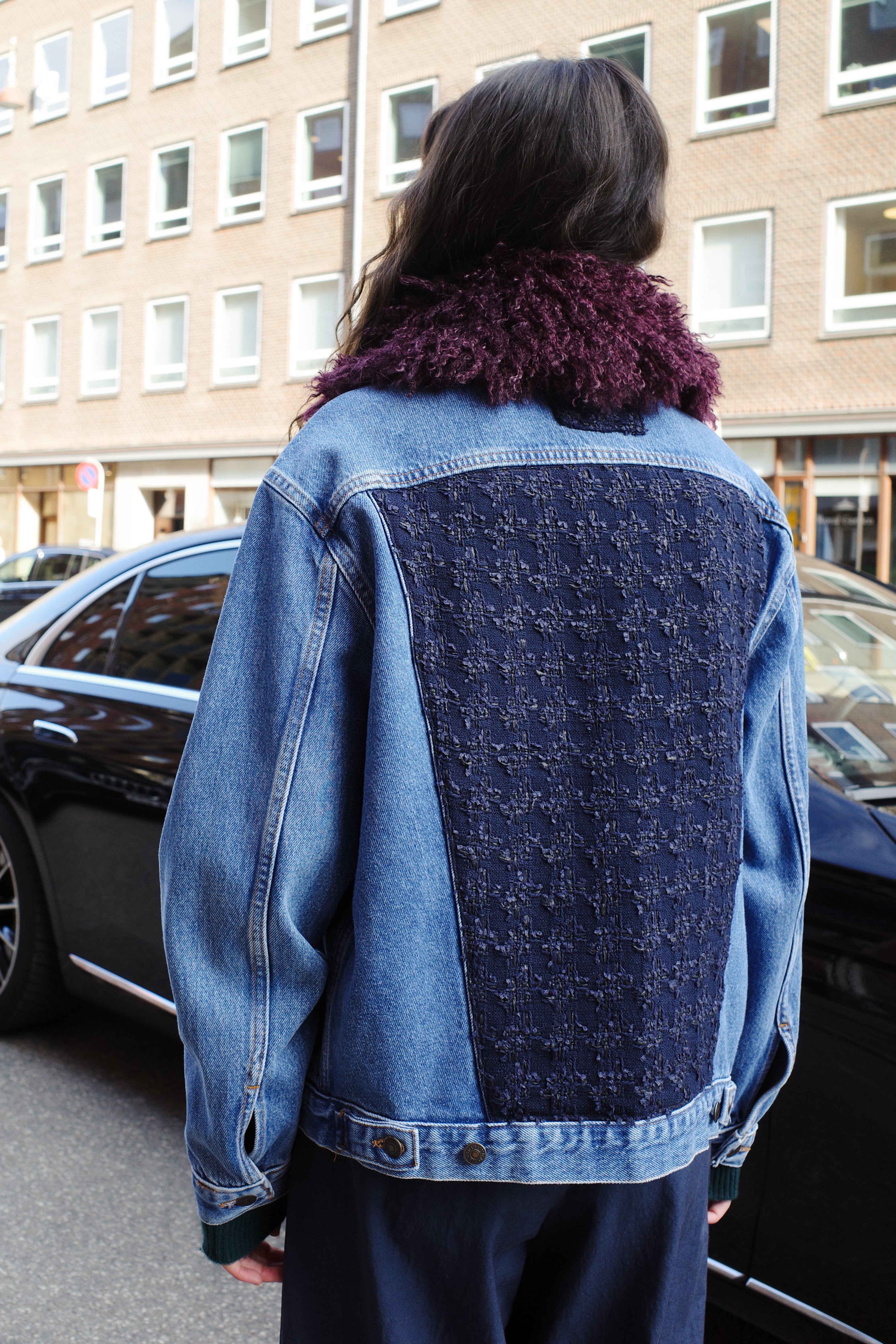 Upcycled Denim Jacket with deadstock Chanel fabric