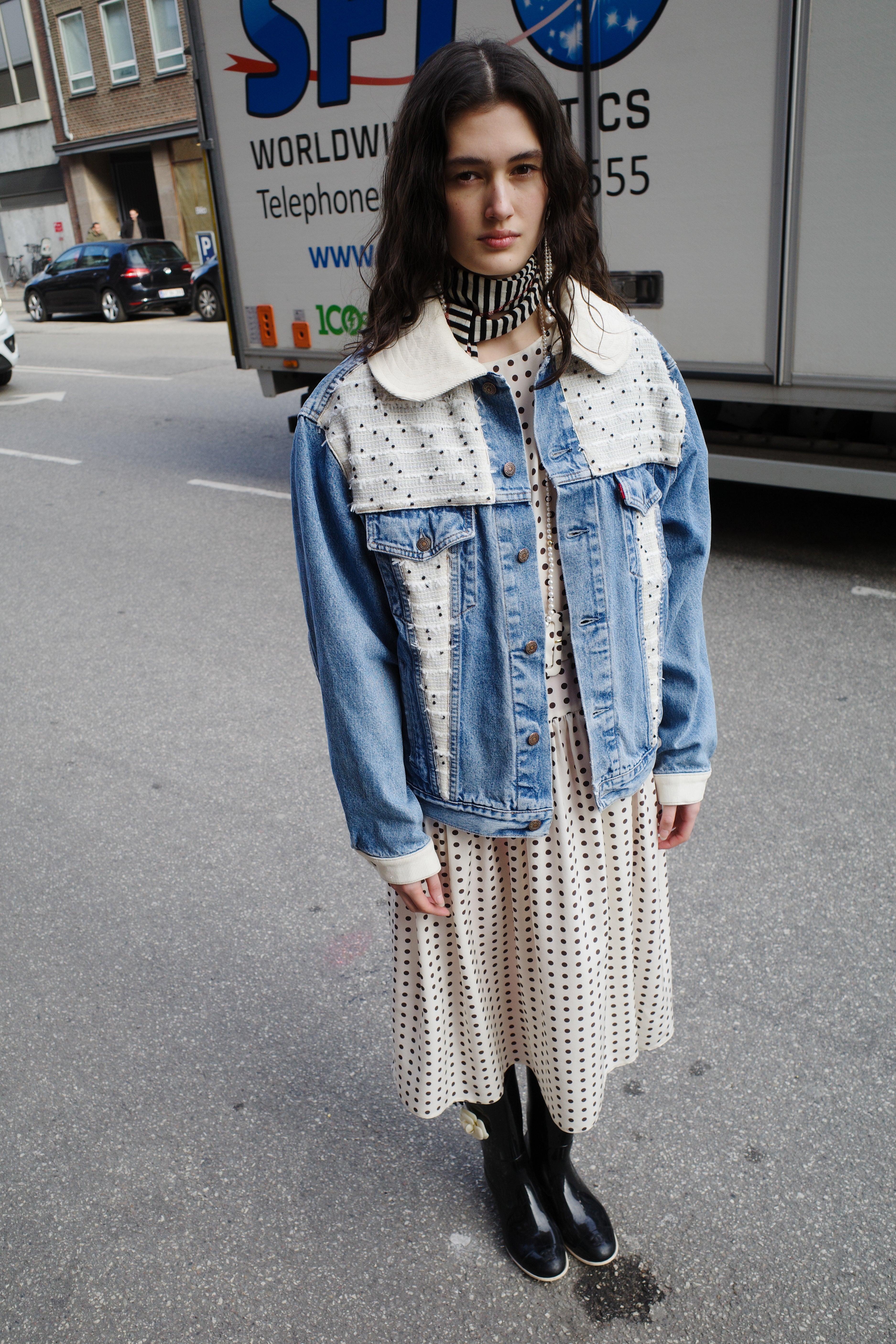 Upcycled Denim Jacket with deadstock Chanel fabric