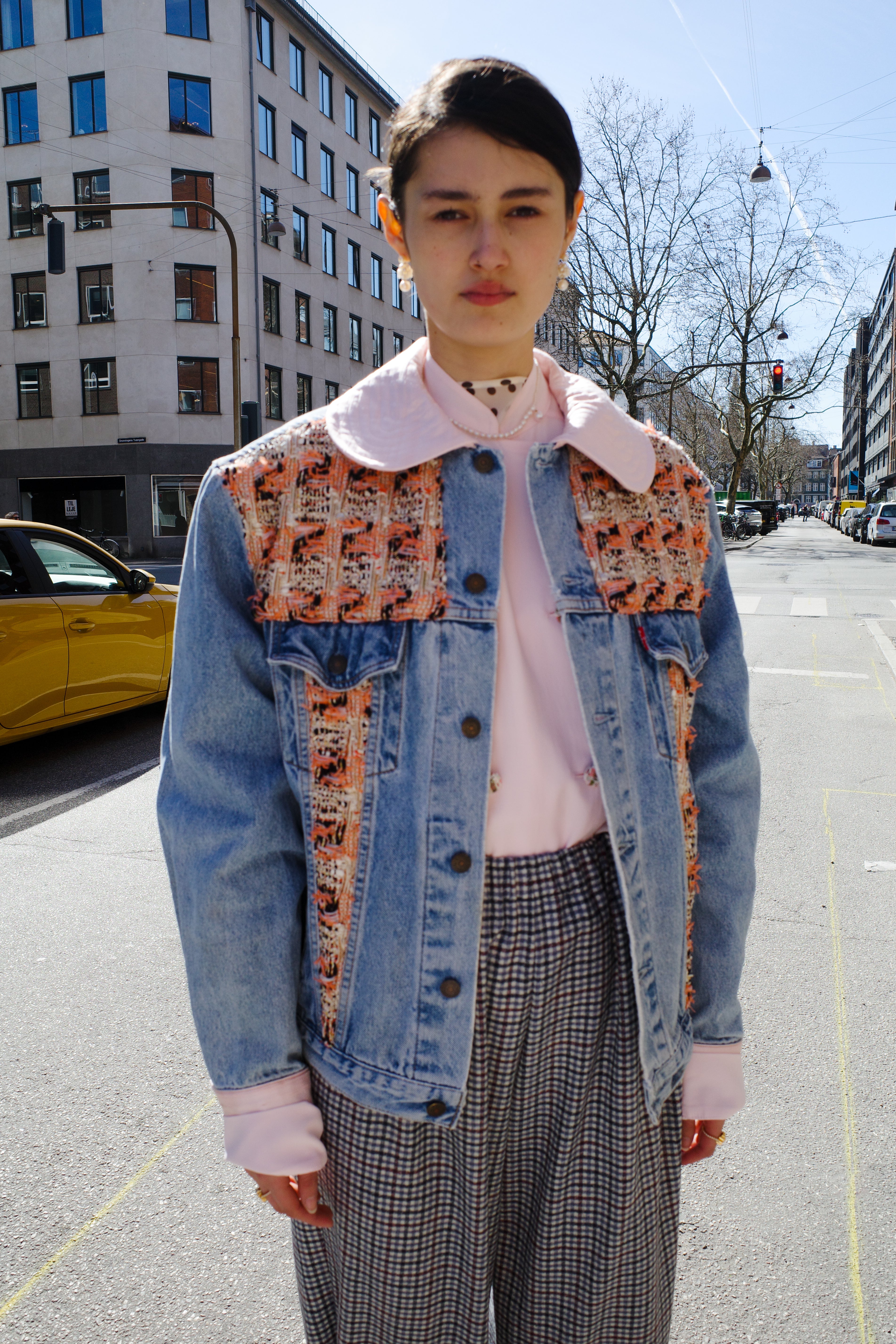 Upcycled Denim Jacket with deadstock Chanel fabric