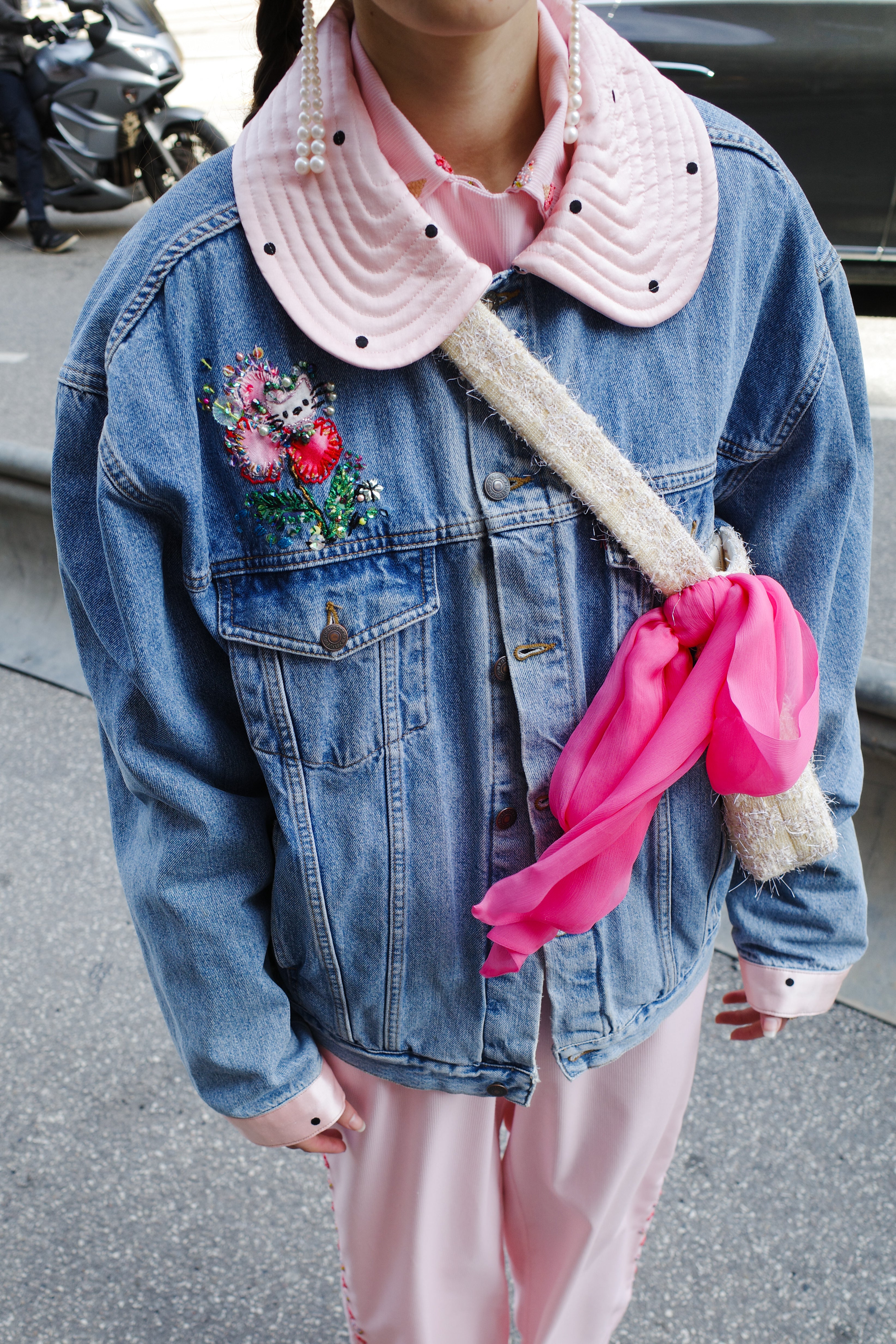Upcycled Denim Jacket - Hallo Kitty