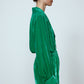 The Bonsai Shirt is made in a luxurious silk velvet fabric with a heavy fall and a deep emerald green color. The Shirt features long draped sleeves, a deep-cut oversized shirt collar, and buttons on the front.   Style it with jeans and a colorful belt, or match it with the Elisabeth Pants in emerald green Silk Velvet for parties, dinners, and special occasions.    Material: 20% silk, 80% viscose.  The model is 179cm (5'10") and wears size S.