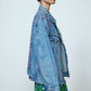Upcycled Denim Jacket exquisitely hand-embroidered by skilled artisans in our flower daisy pattern using beadings and sequins.