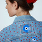 Upcycled Denim Jacket exquisitely hand-embroidered by skilled artisans in our flower daisy pattern using beadings and sequins.