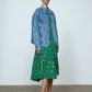 Upcycled Denim Jacket exquisitely hand-embroidered by skilled artisans in our flower daisy pattern using beadings and sequins.