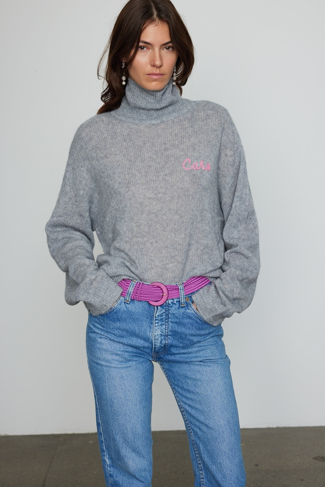 Caro Editions Ultra-soft, light-weight, oversized roll-neck sweater made from cashmere silk yarn. A versatile piece, to carry you through the changing seasons. Material: 75% Cashmere, 25% Silk.