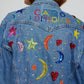 Caro Editions Upcycled Denim Jacket exquisitely hand-embroidered by skilled artisans using beadings and sequins.