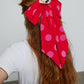 Caro Editions Caro Hair Bow in printed crepe de chine fabric featuring large polka dots. This is a statement hair accessory that elevates any outfit.