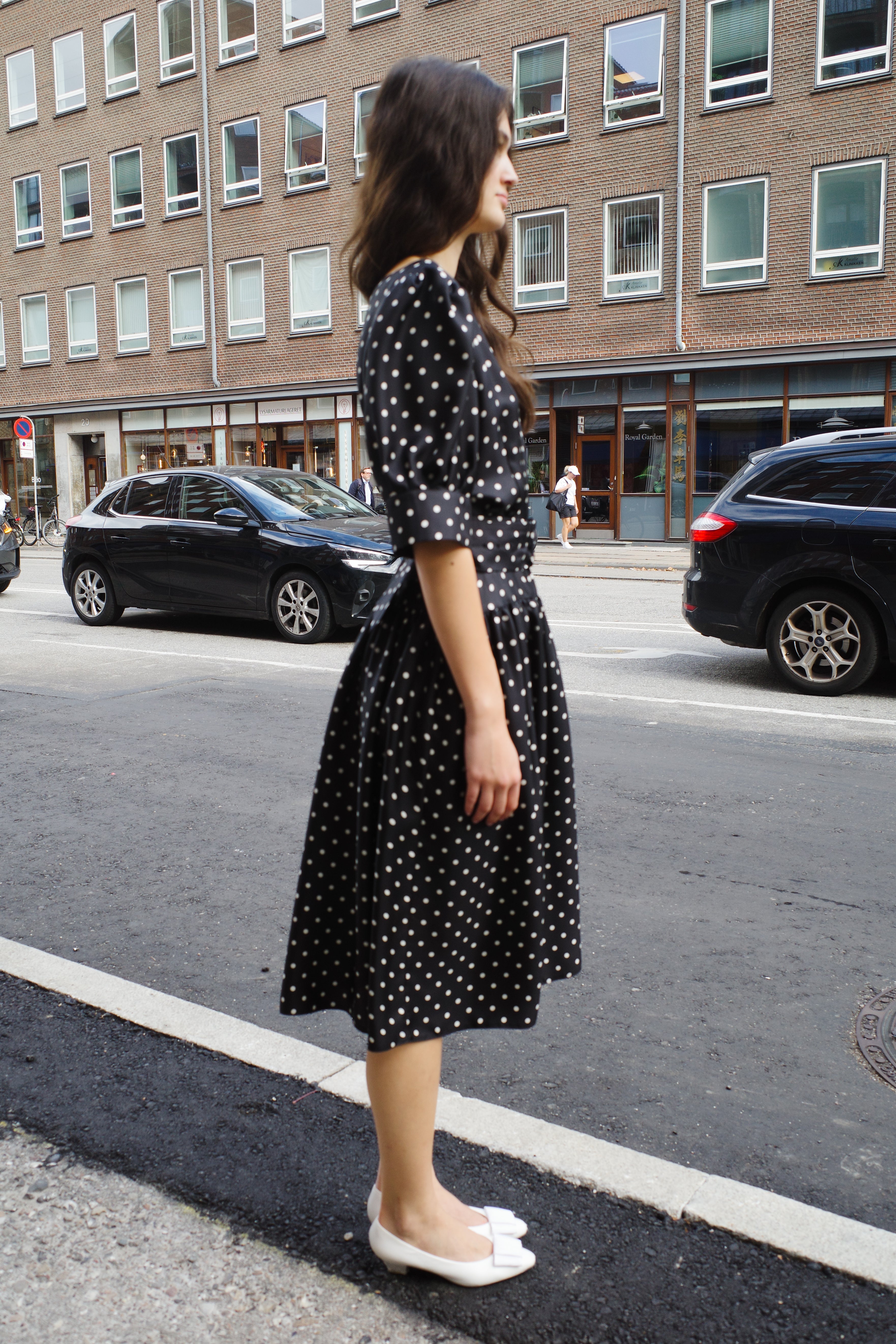 Bjorg Dress Silk Black - White Dots