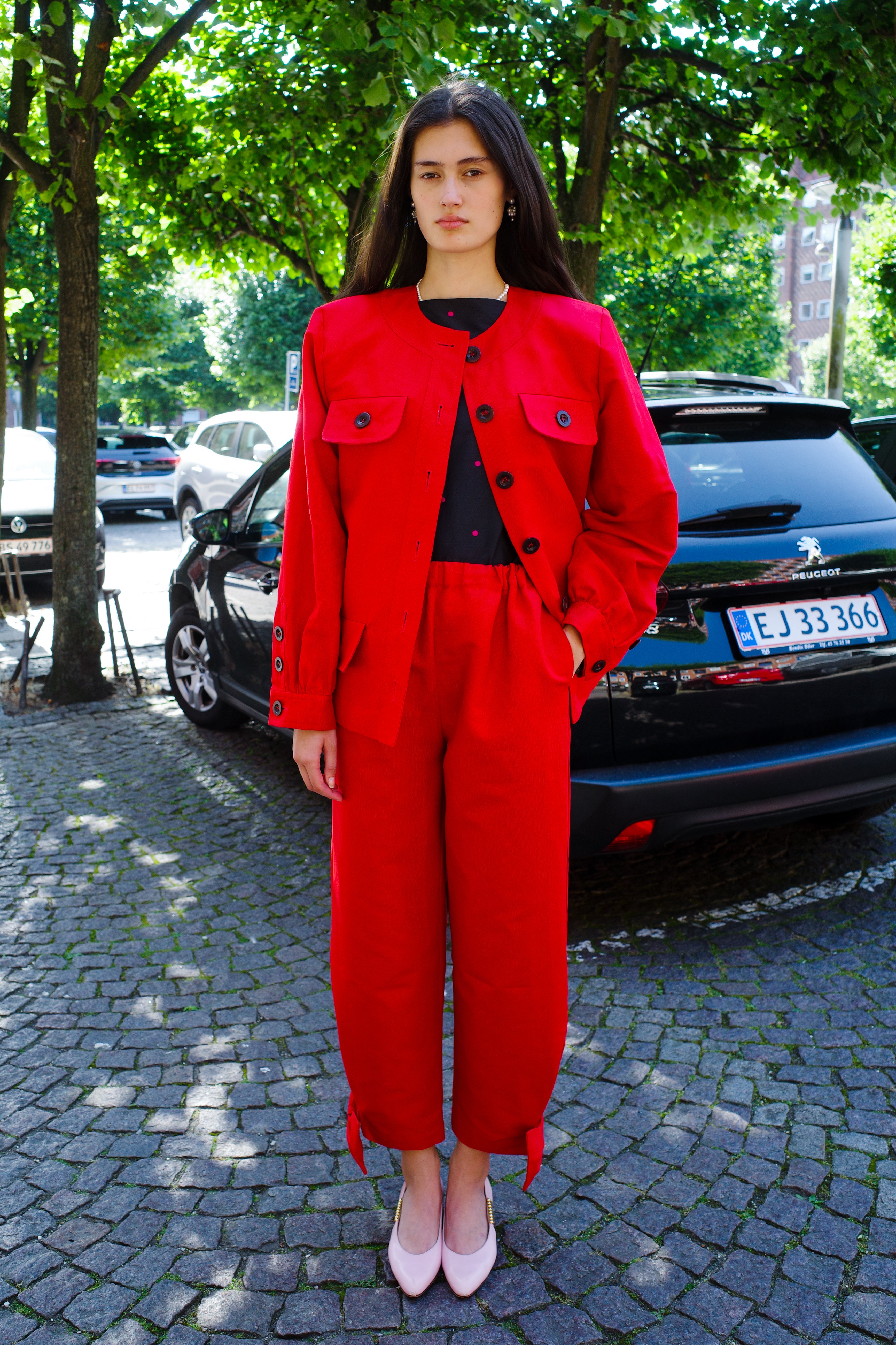 Iggy Jacket Linen Red