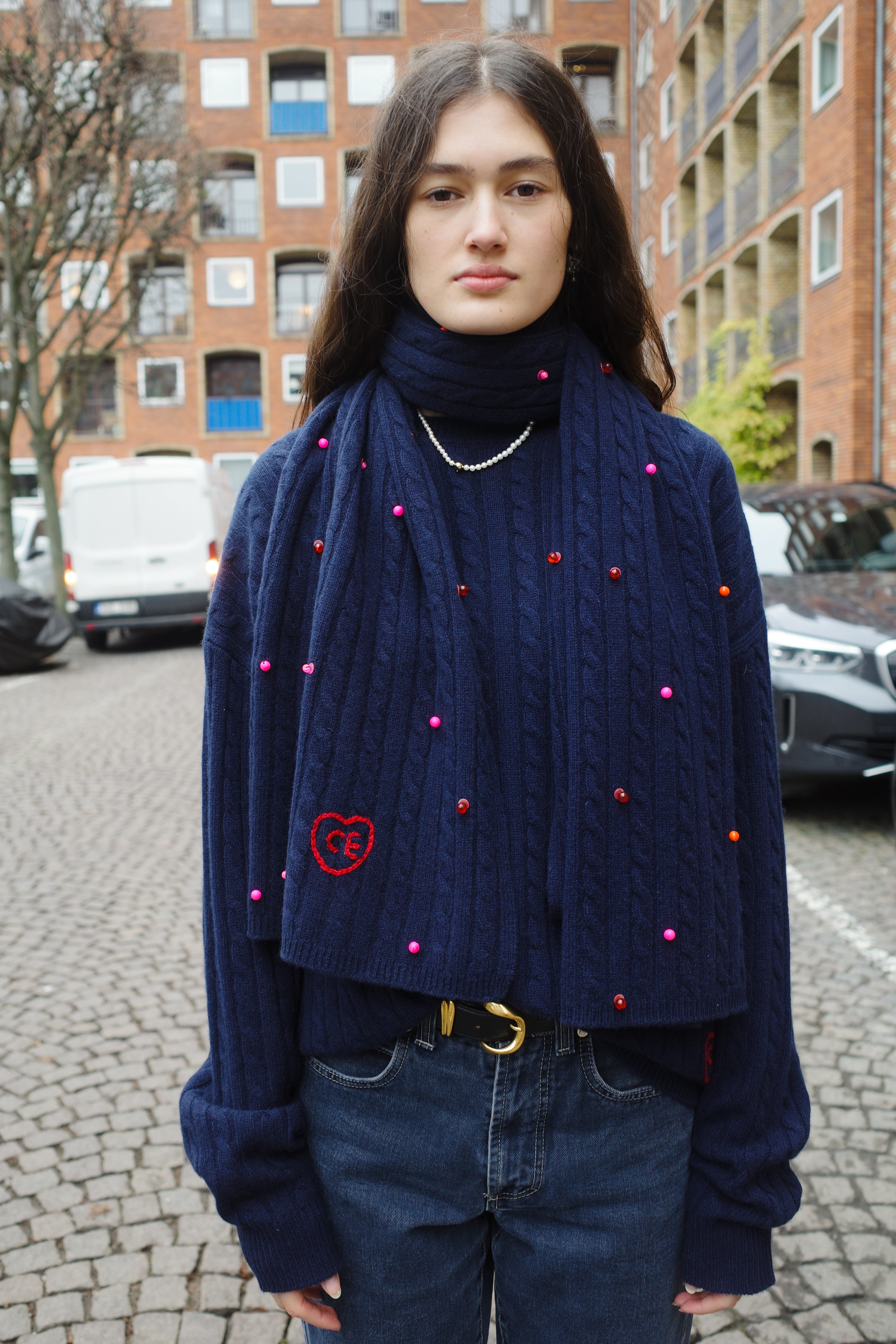 Liva Cable Scarf Cashmere - one of a kind