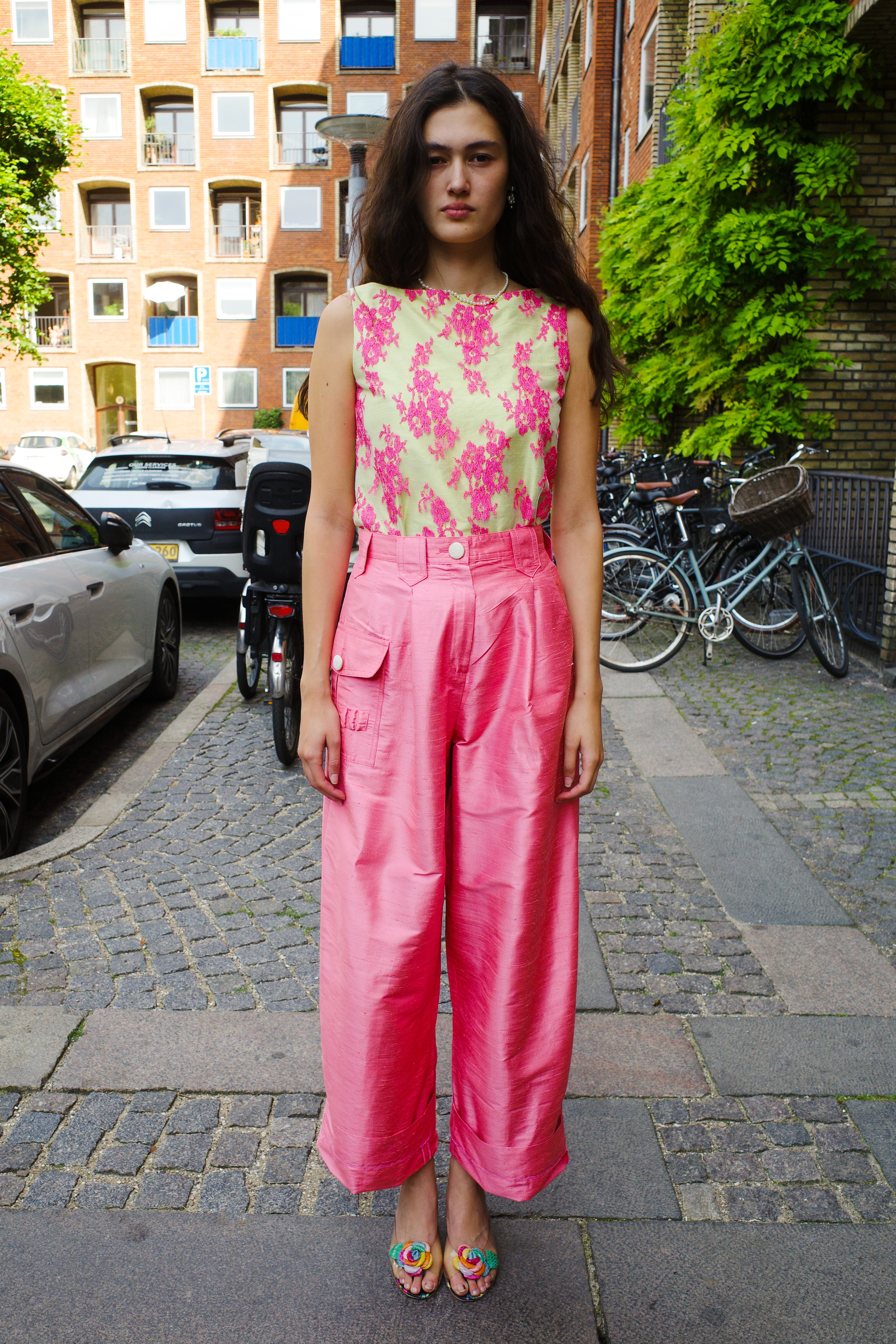 Beatrice Pants pink silk