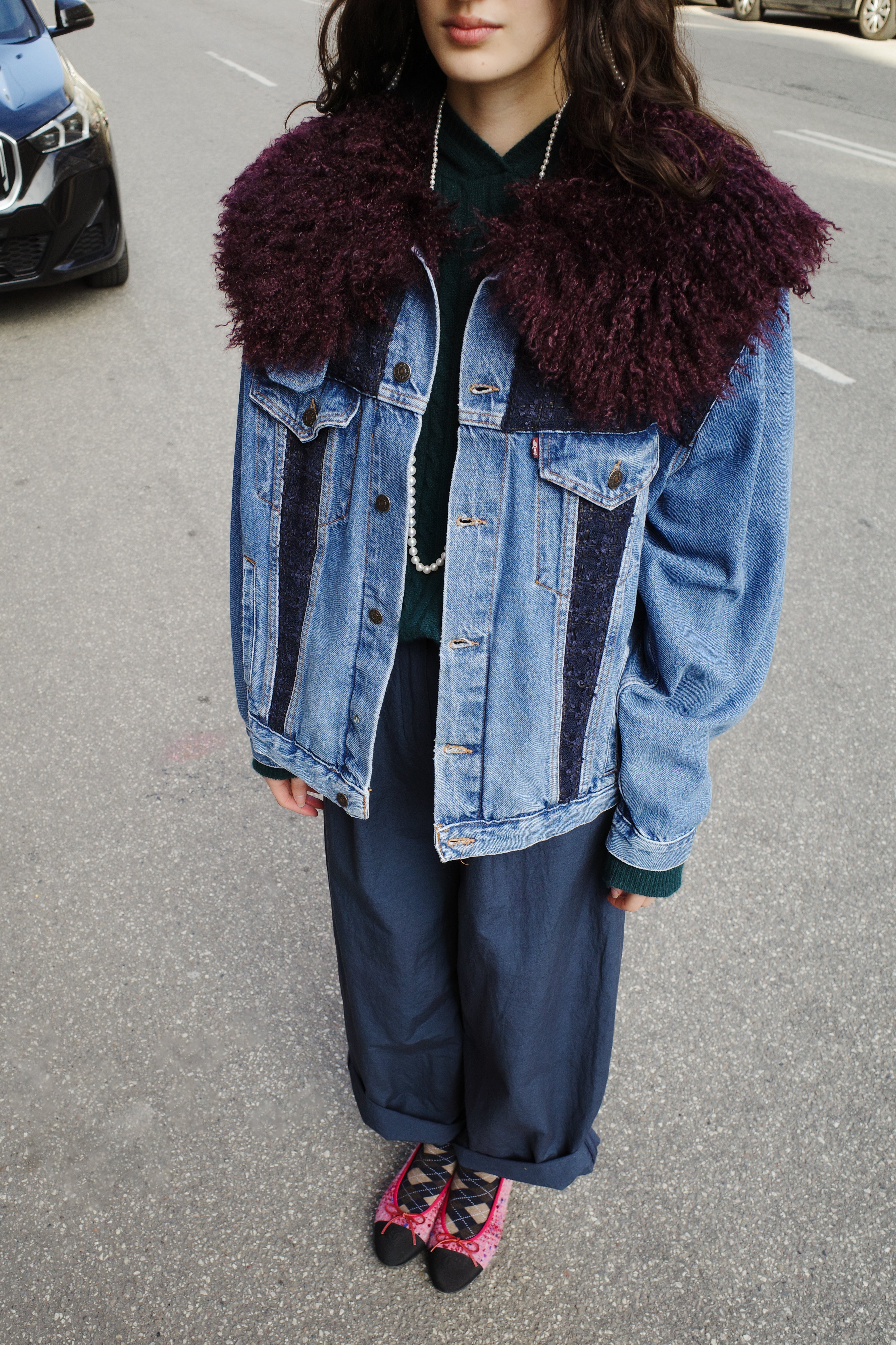 Upcycled Denim Jacket with deadstock Chanel fabric