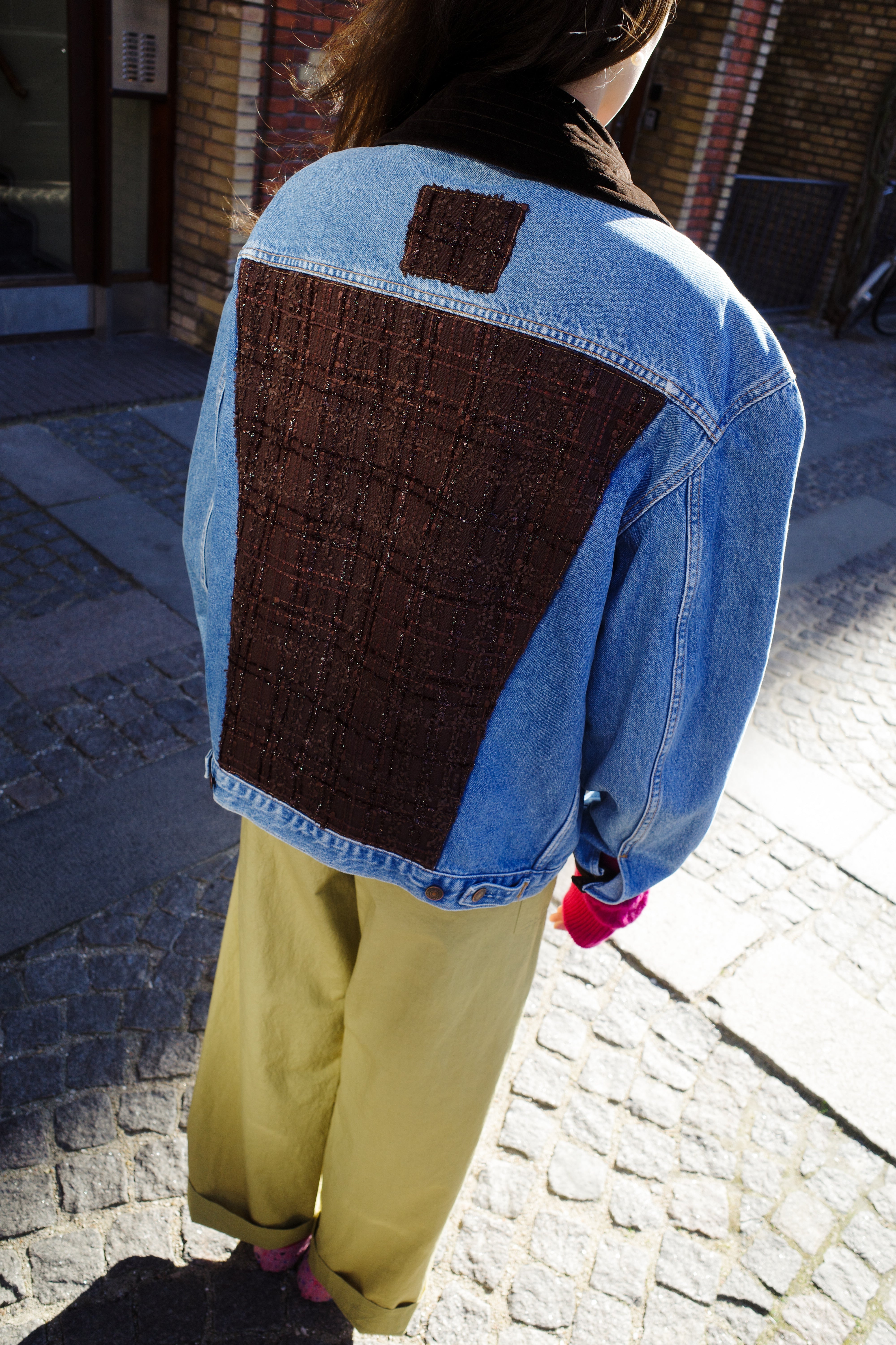 Upcycled Denim Jacket with deadstock Chanel fabric