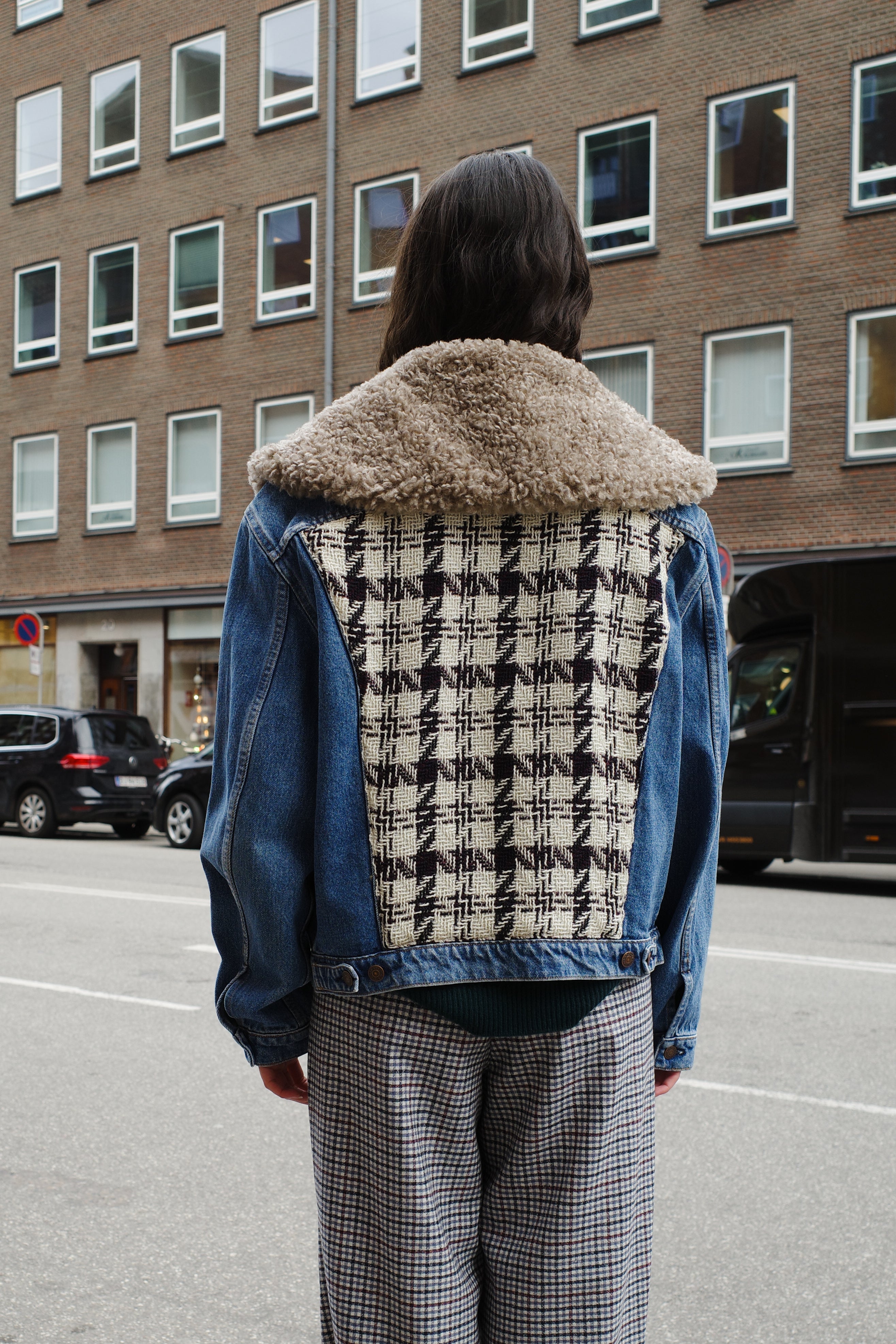 Upcycled Denim Jacket with deadstock Chanel fabric
