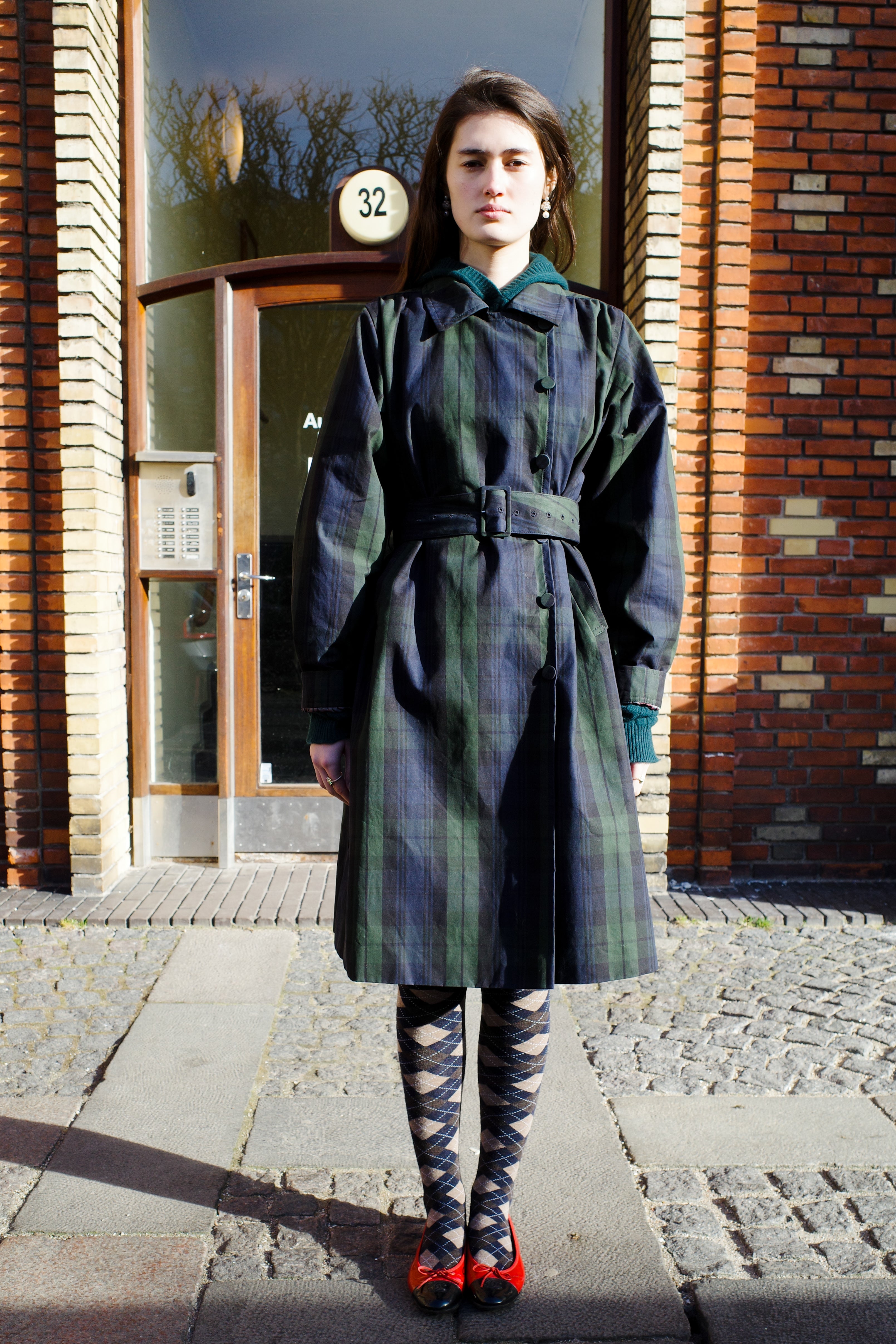 Vivian Coat - Hybrid Aero Waxed Cotton - Green and black check