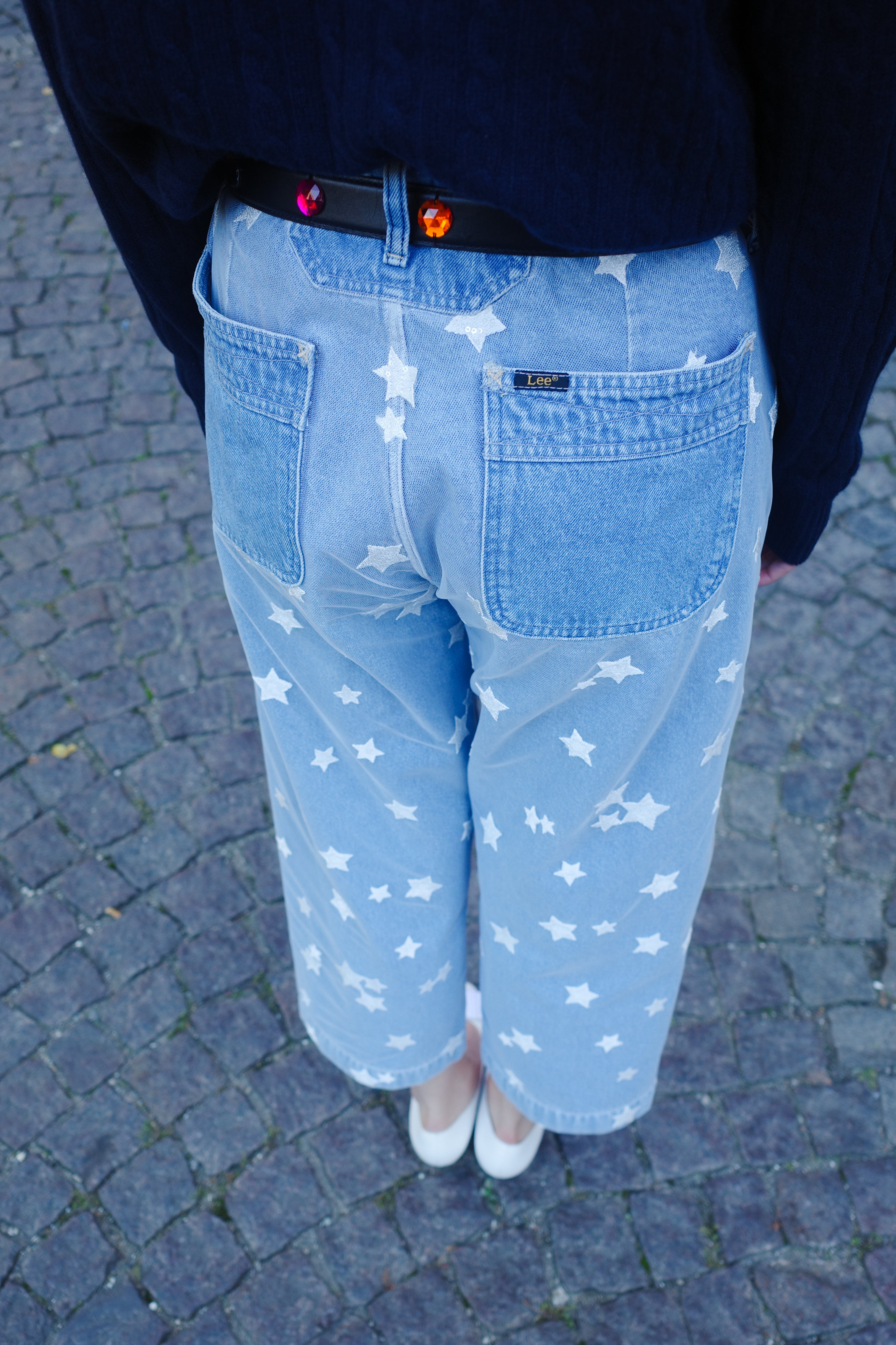 Upcycled denim jeans -  Star Tulle One of a kind