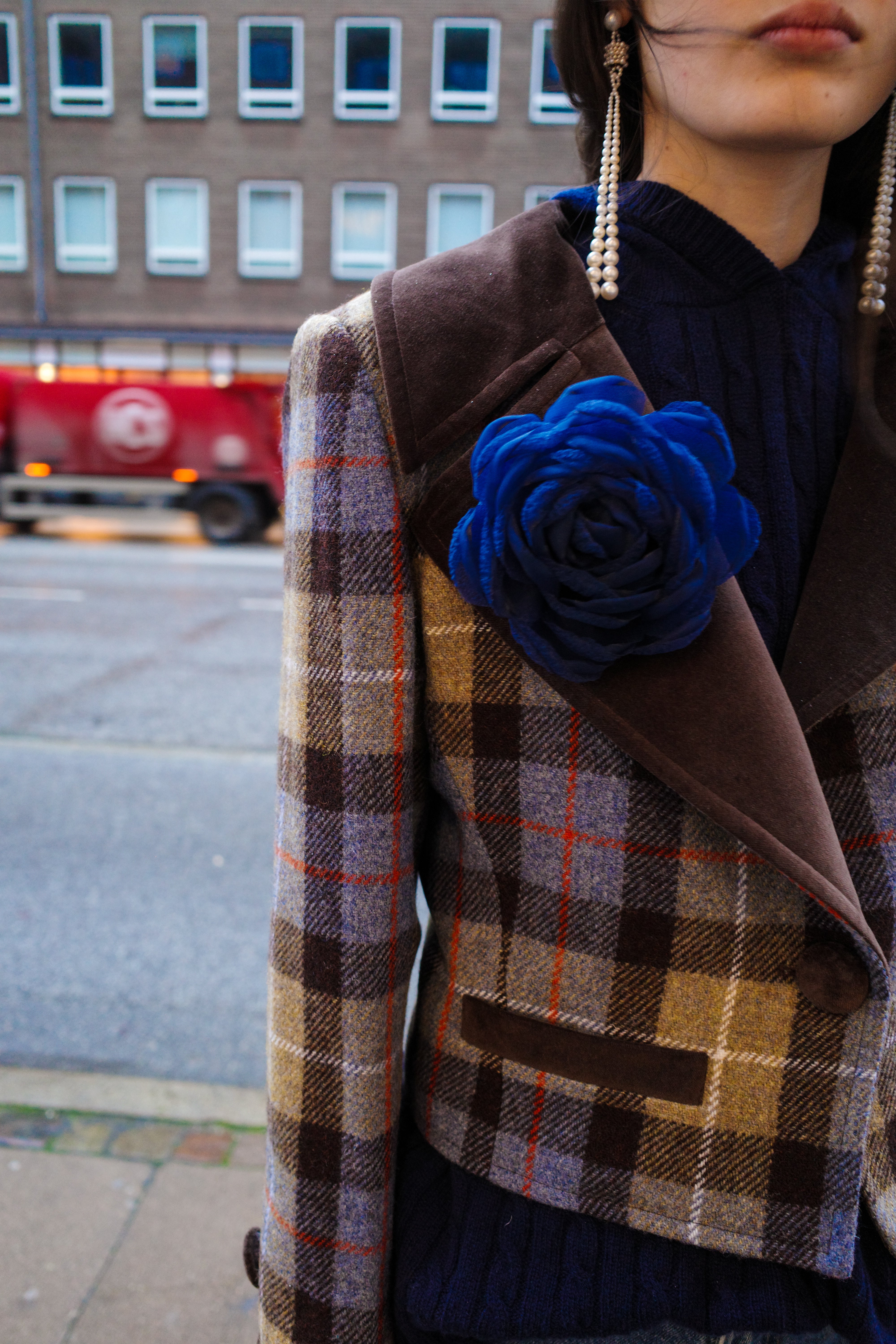 Tulle Rosie Brooch - Navy