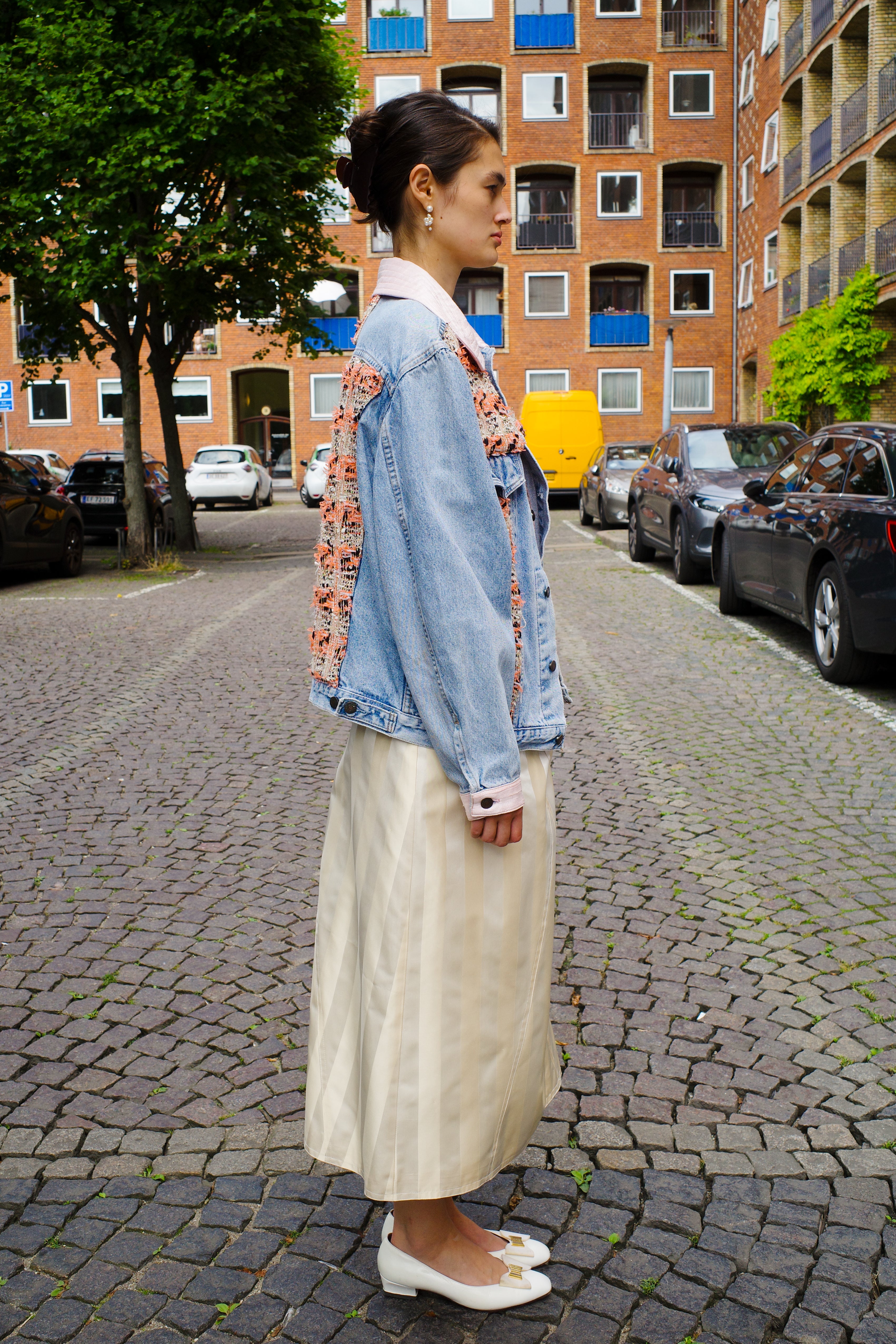 Upcycled Denim Jacket with deadstock Chanel fabric