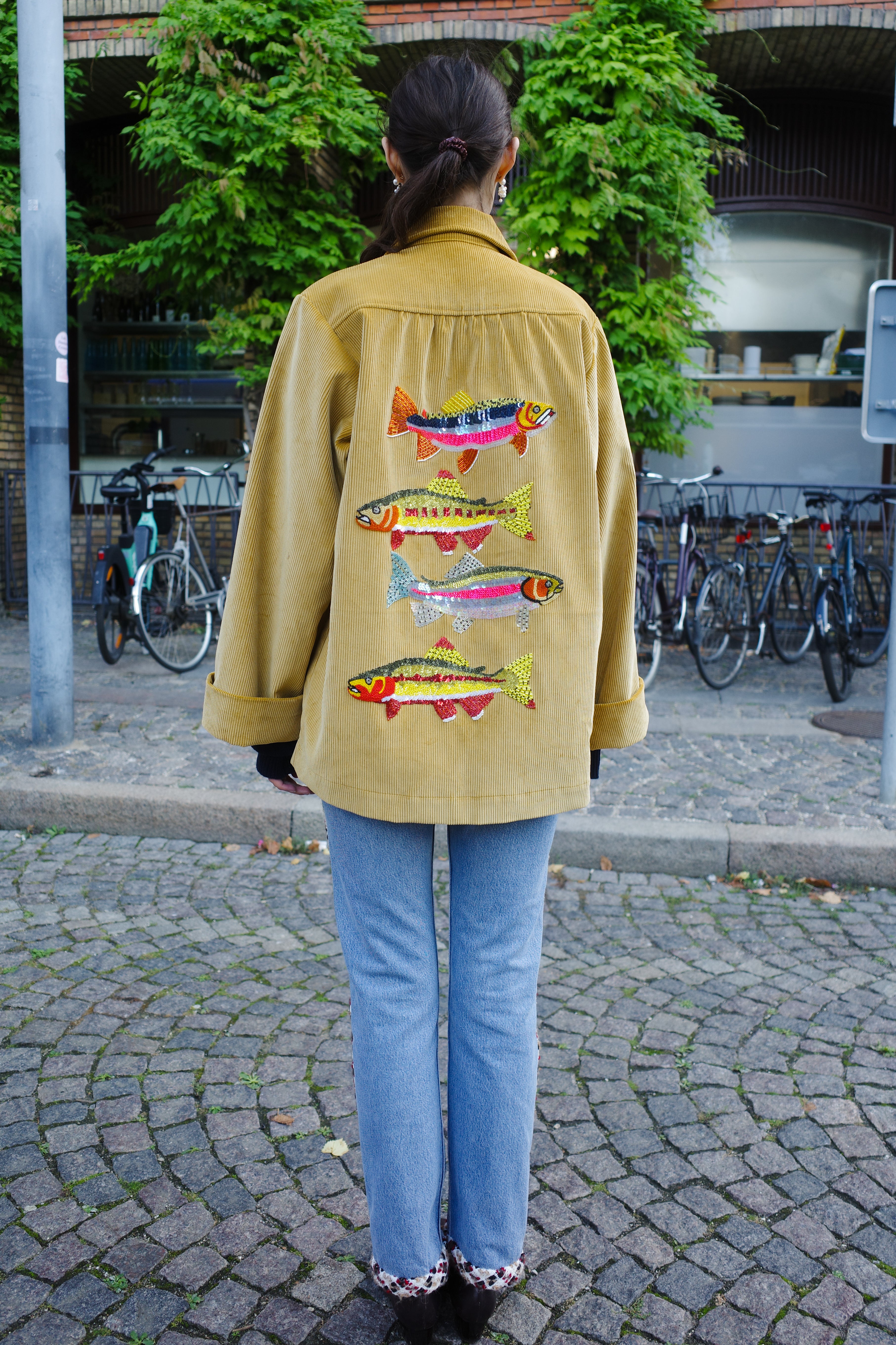 Ana Coat – corduroy fish embroidery