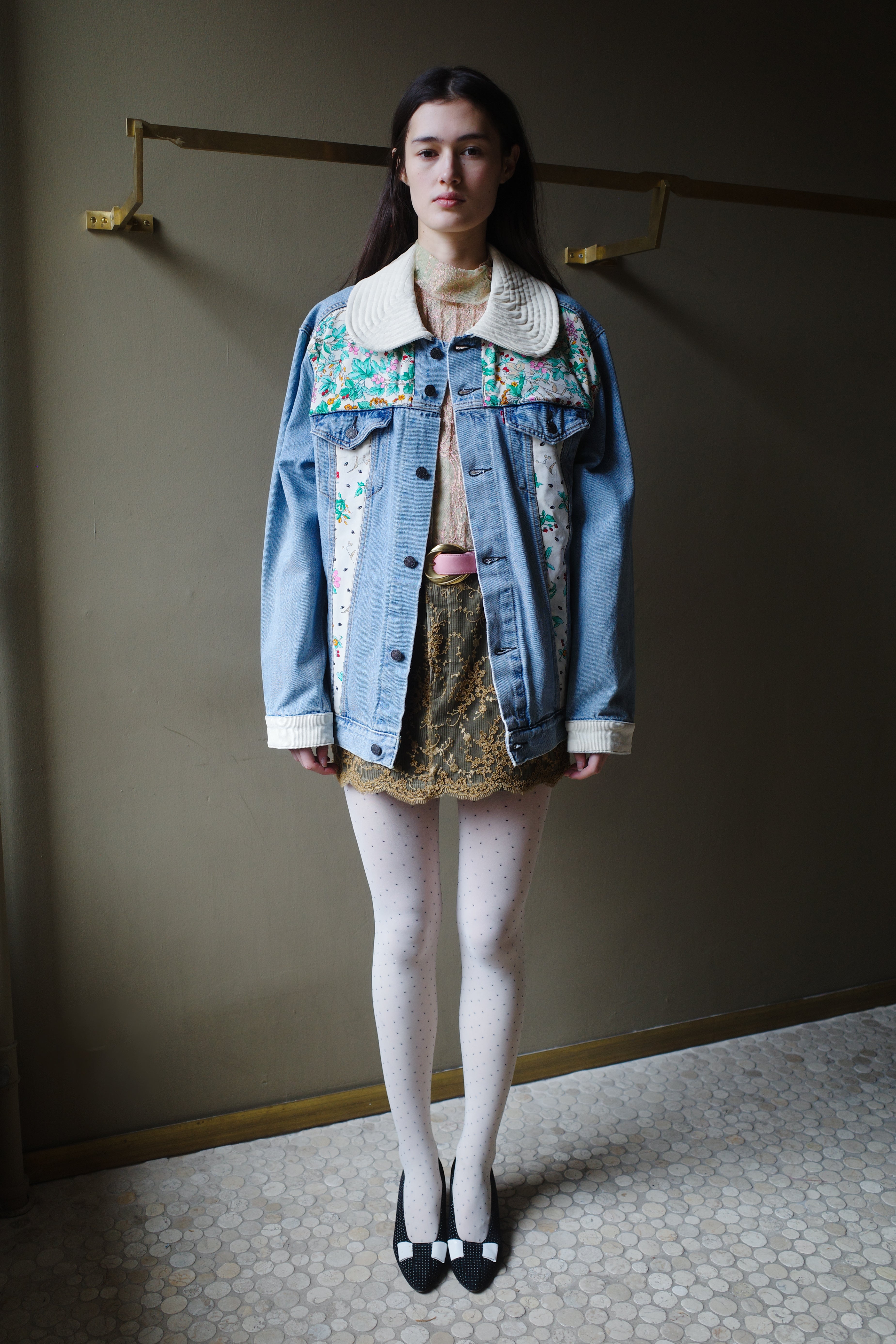 DENIM JACKET FLOWER EMBROIDERY FLORAL