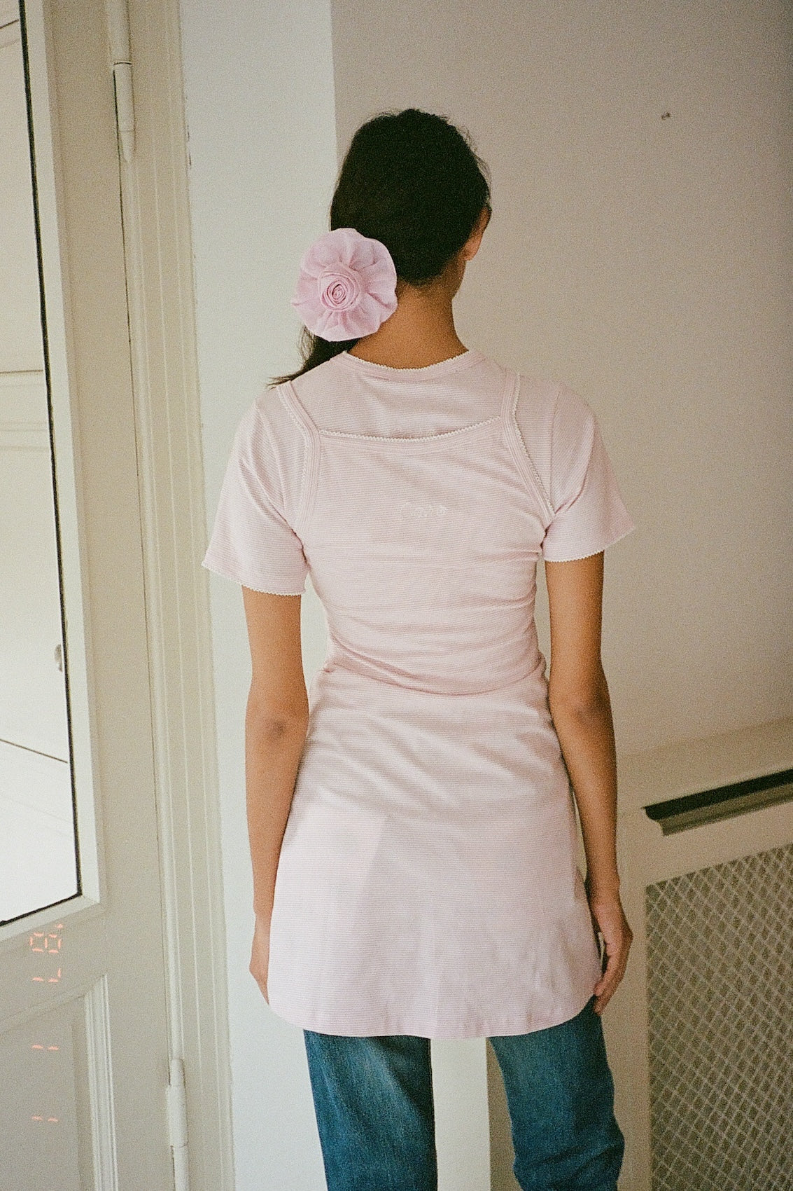 Caro Slip Dress - Pink White stripe