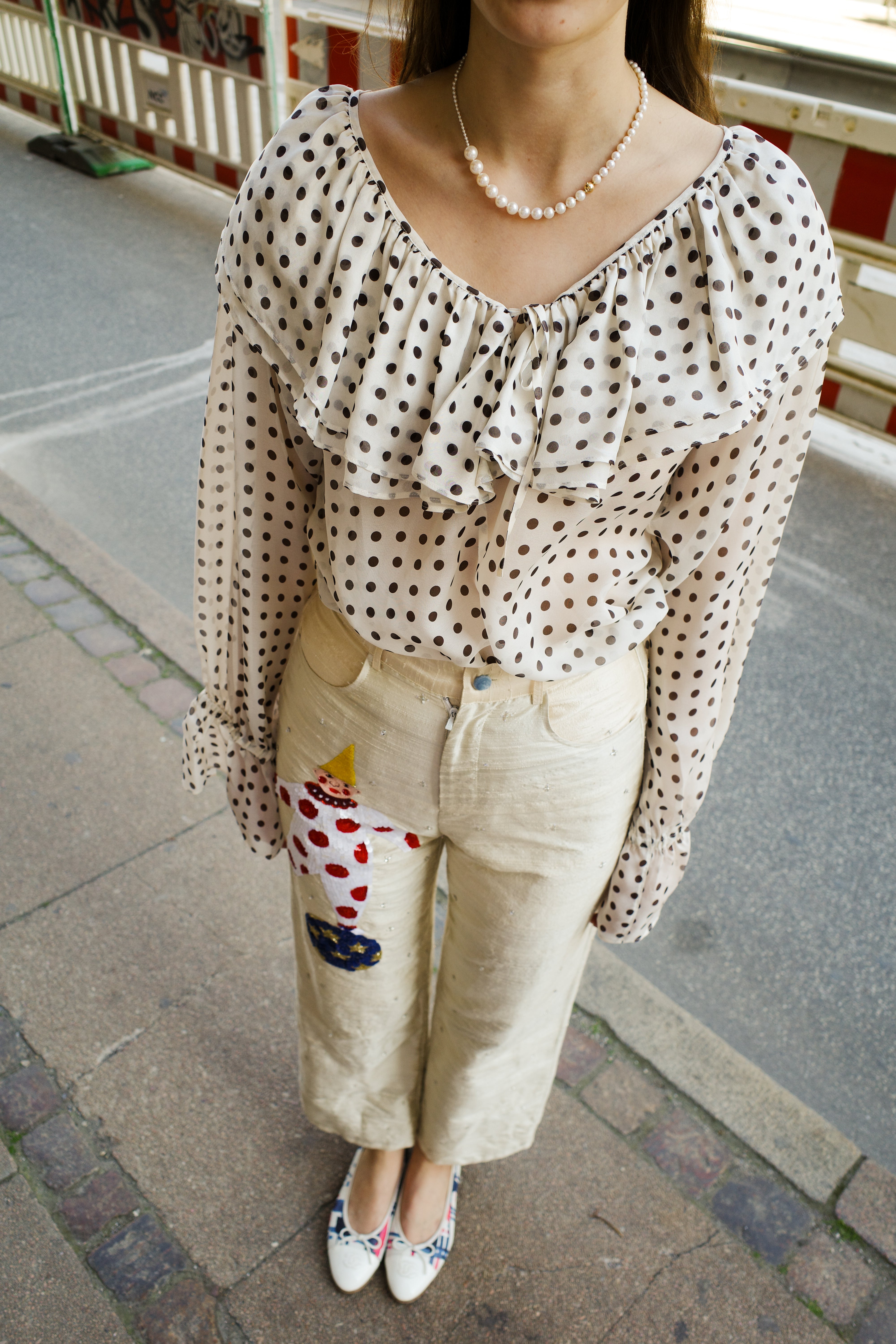 Ursula Blouse - Cream w. Brown dot
