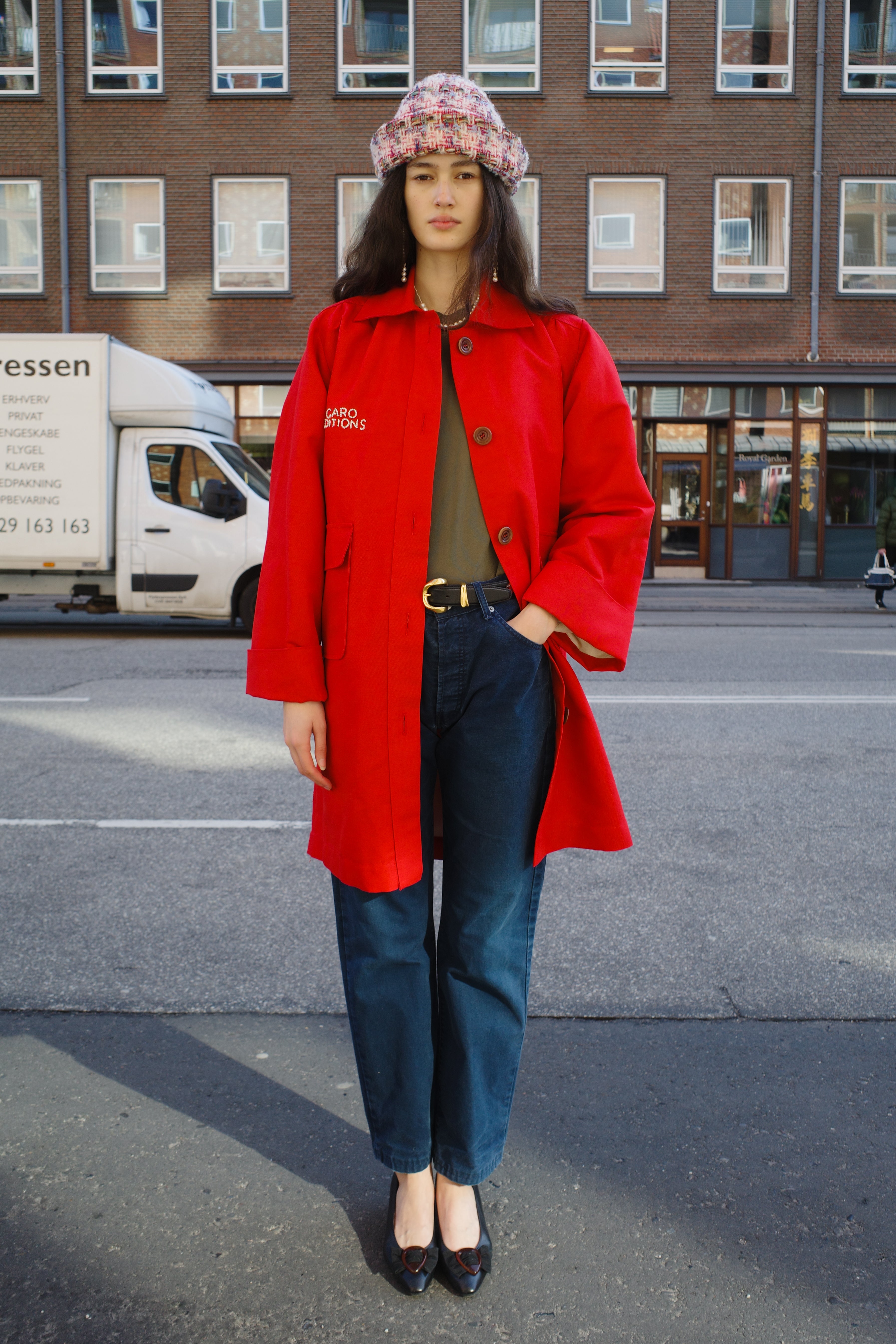 ANNA COAT COTTON RED - CAT ON LADDER