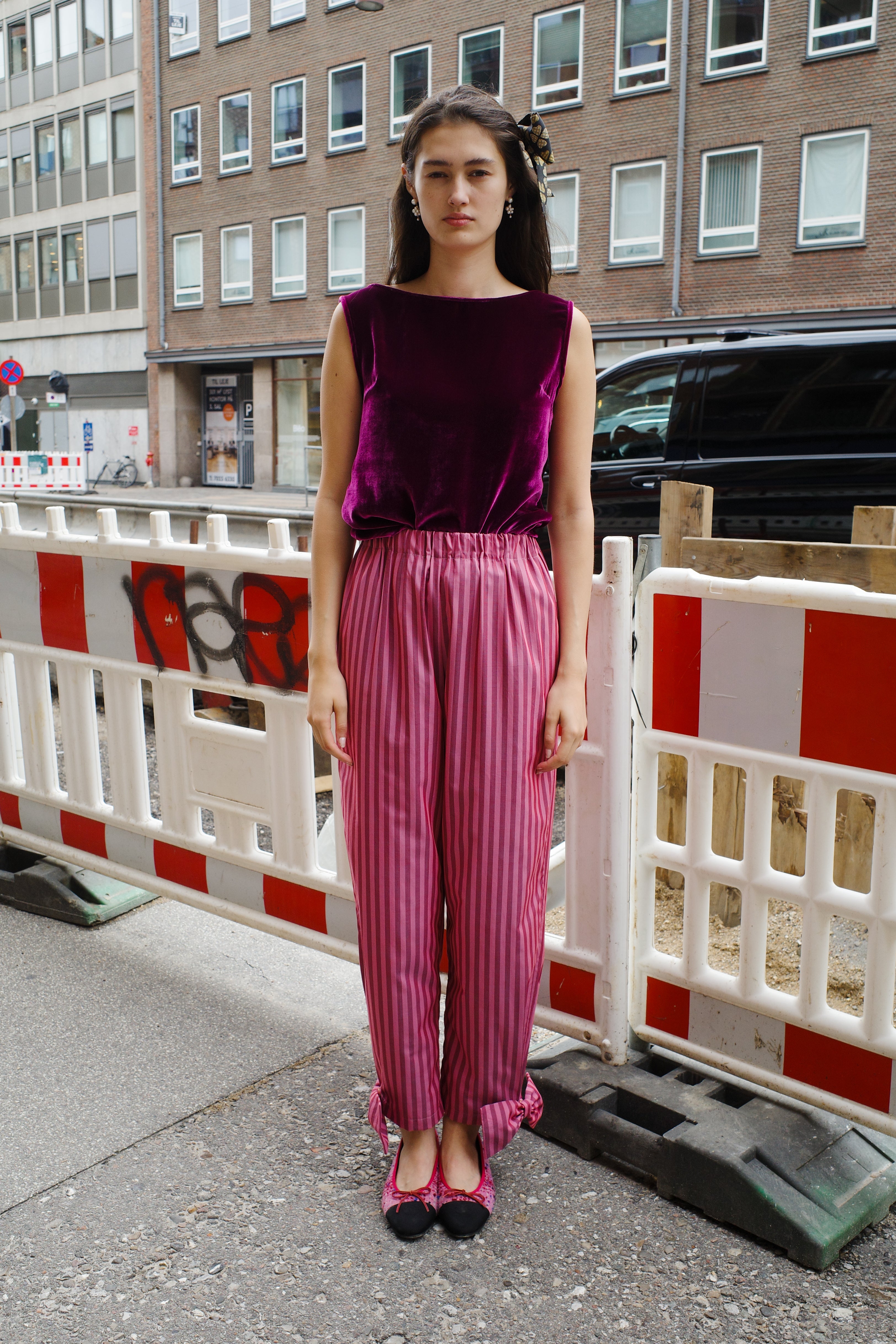 Coco Pants stripe cotton poplin