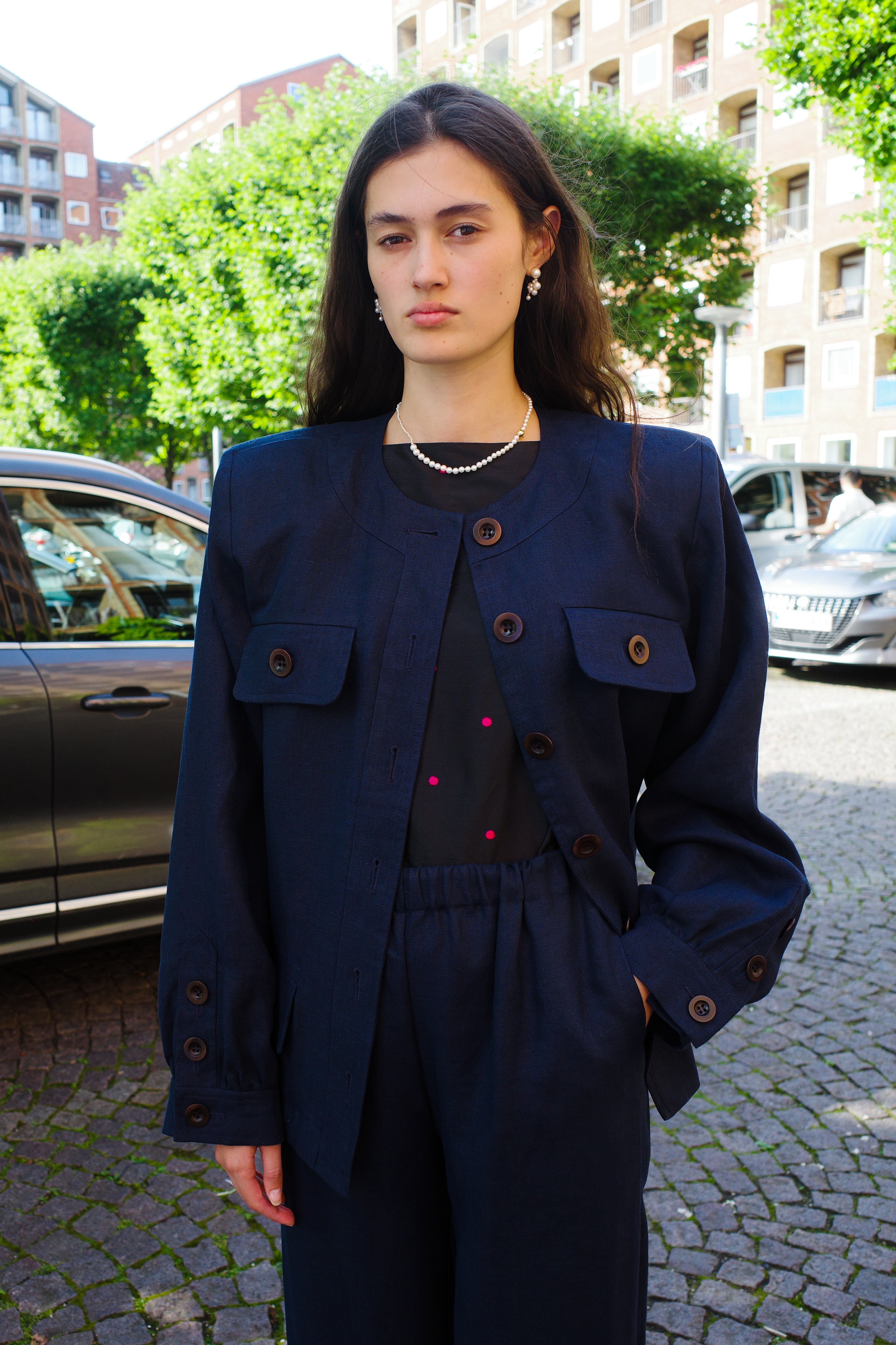Iggy Jacket Linen Navy