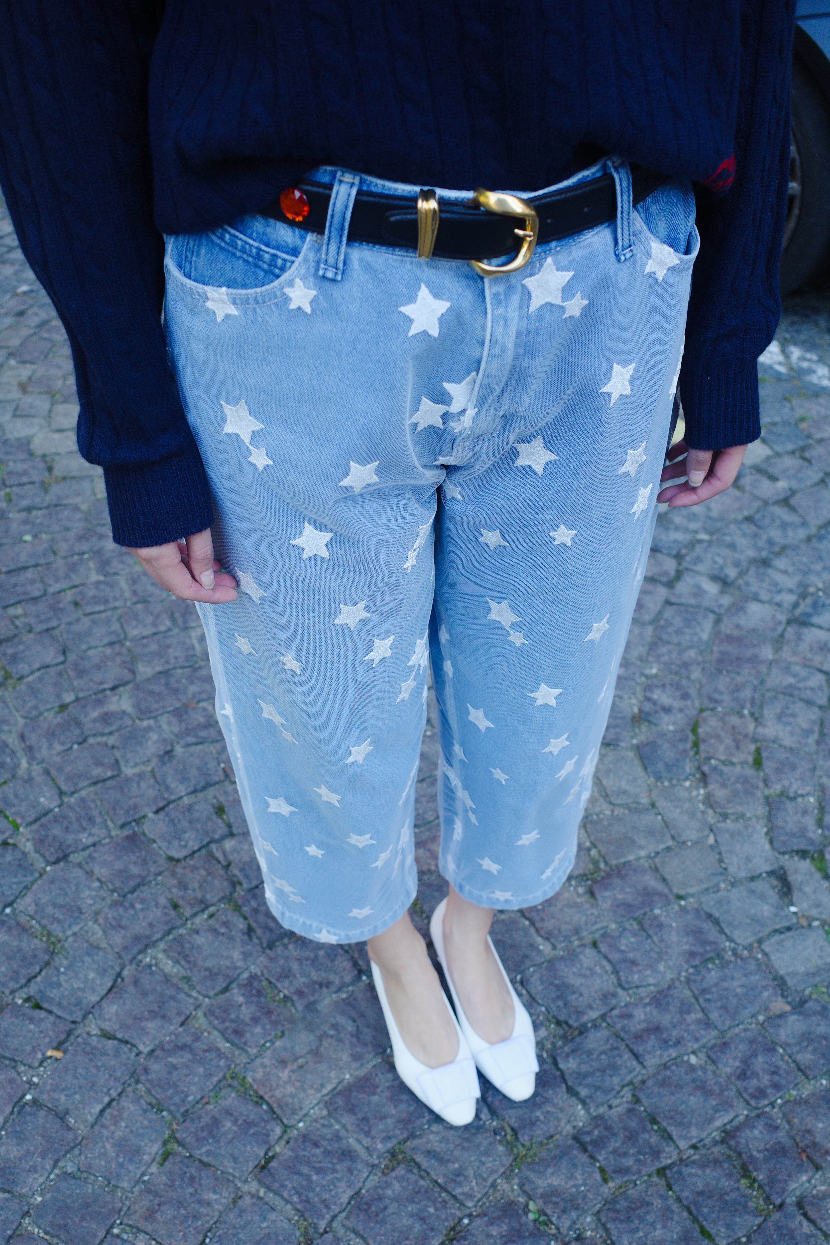 Upcycled denim jeans -  Star Tulle One of a kind