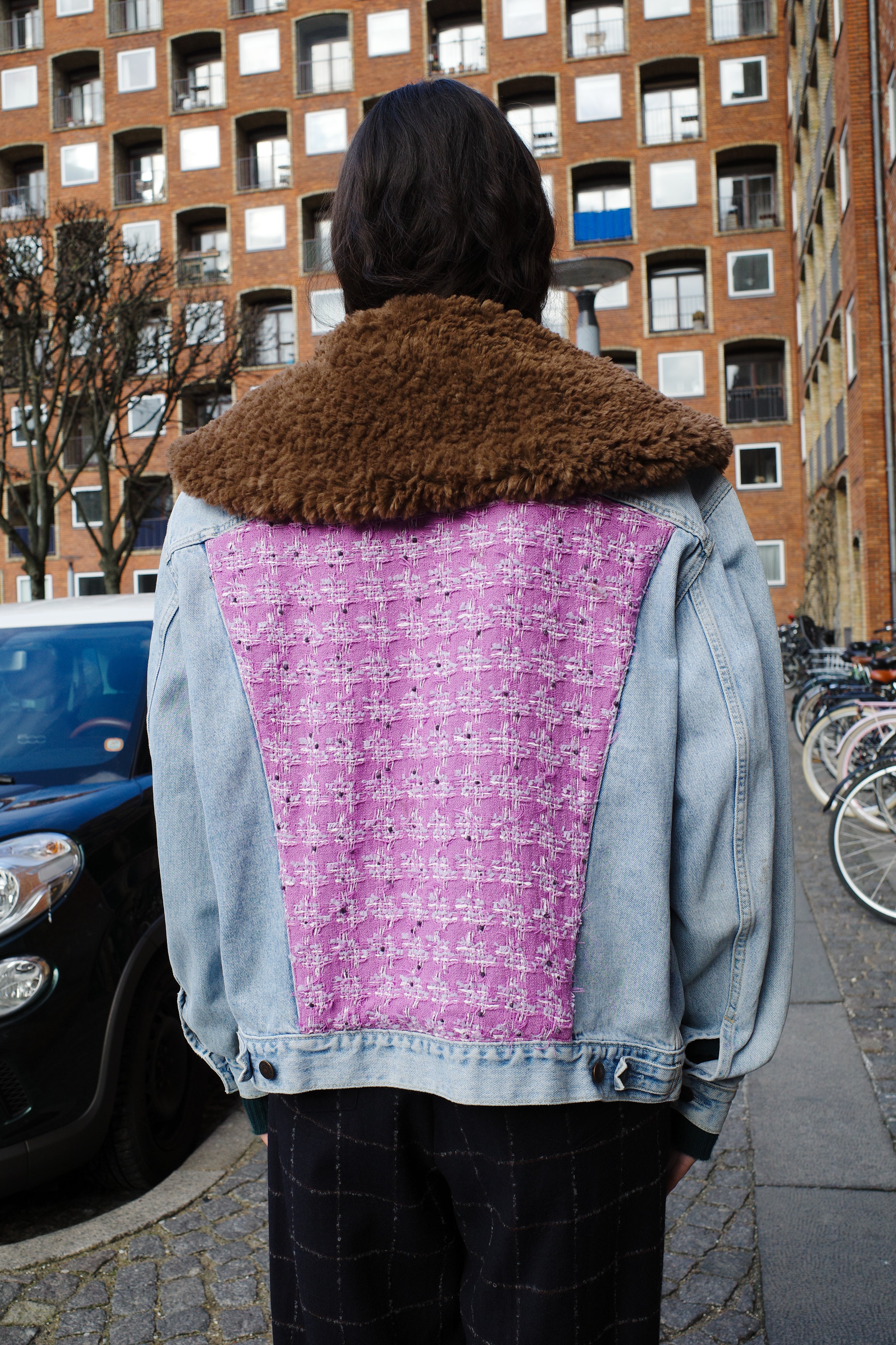 Upcycled Denim Jacket with deadstock Chanel fabric