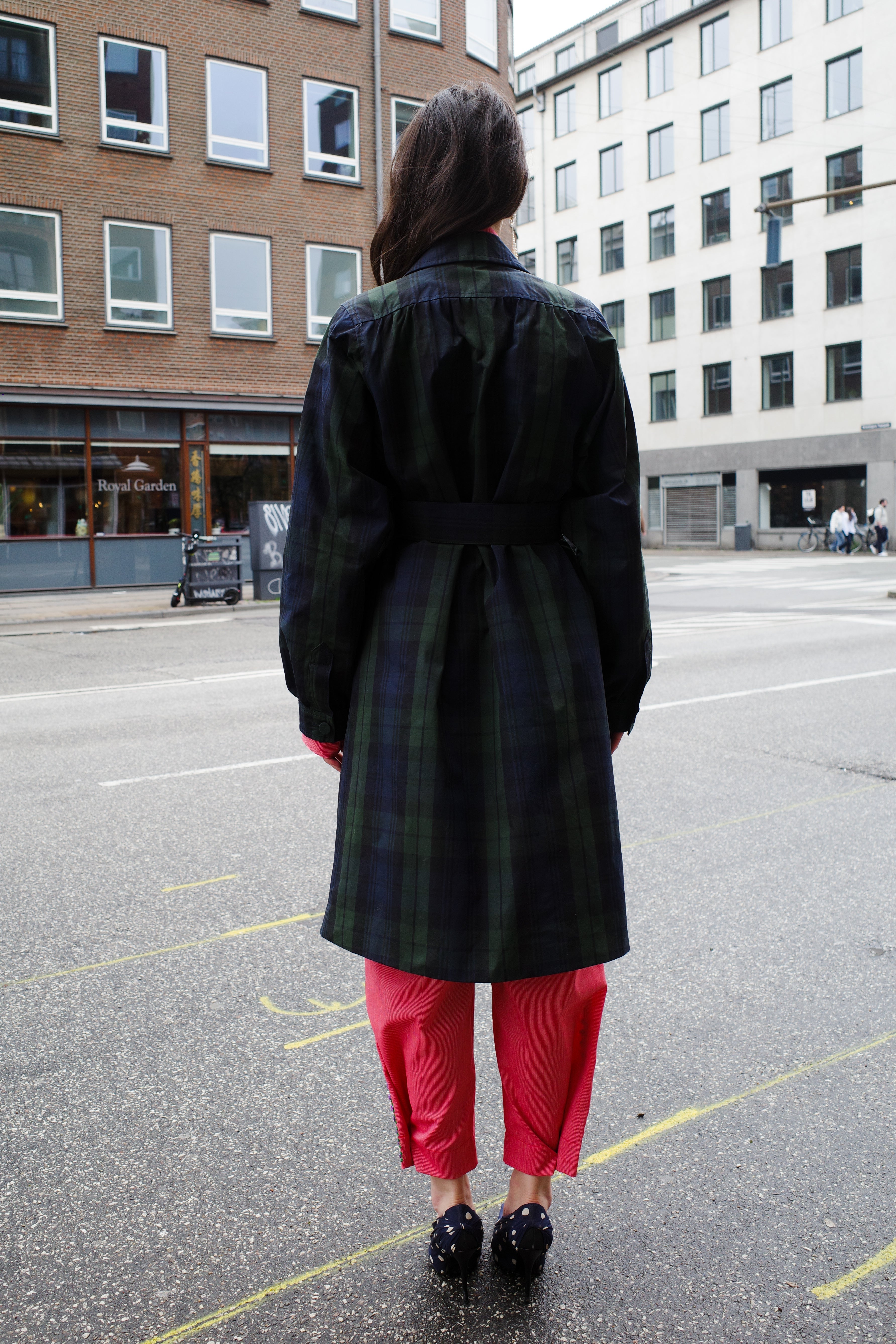 Vivian Coat - Hybrid Aero Waxed Cotton - Green and black check