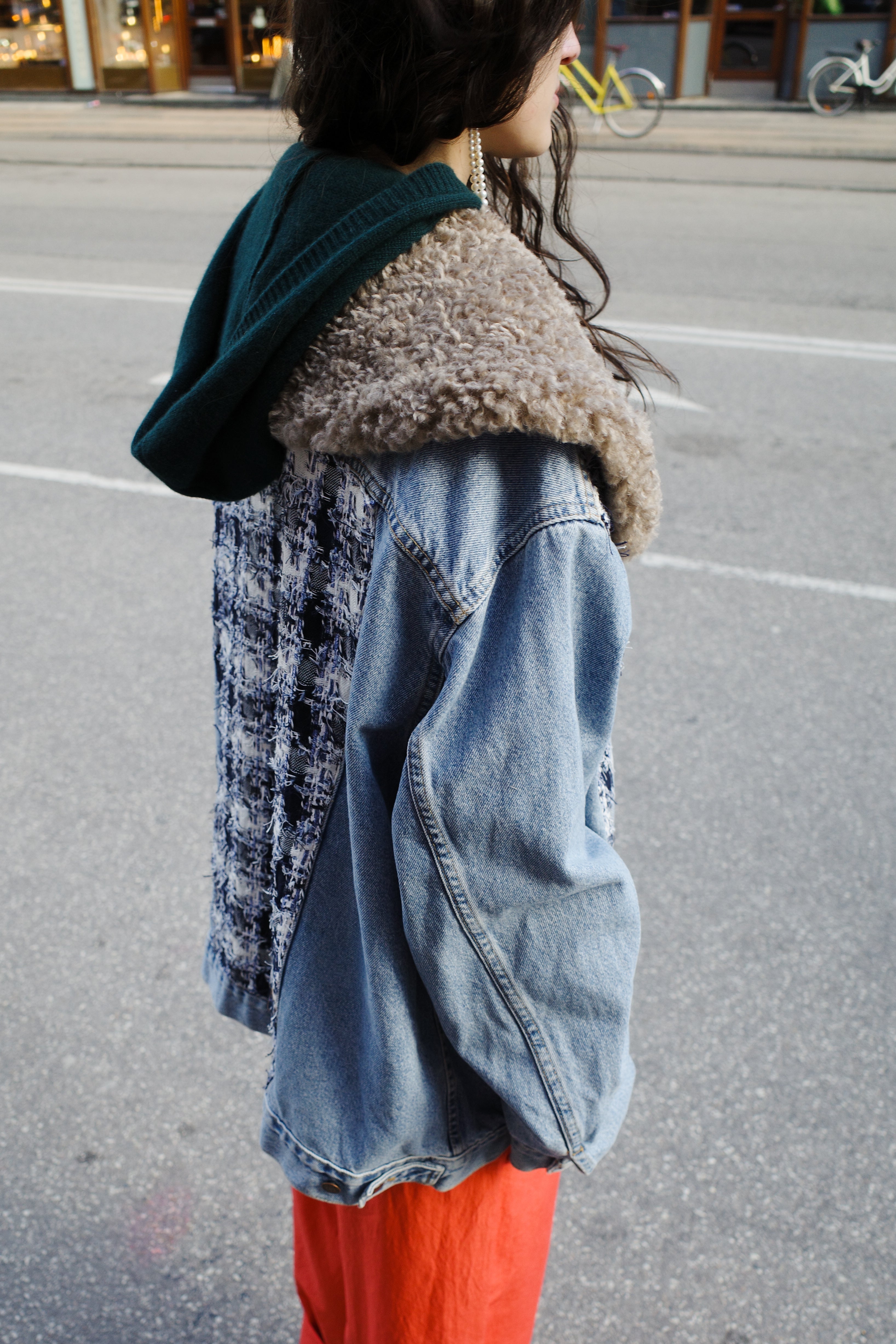 Upcycled Denim Jacket with deadstock Chanel fabric