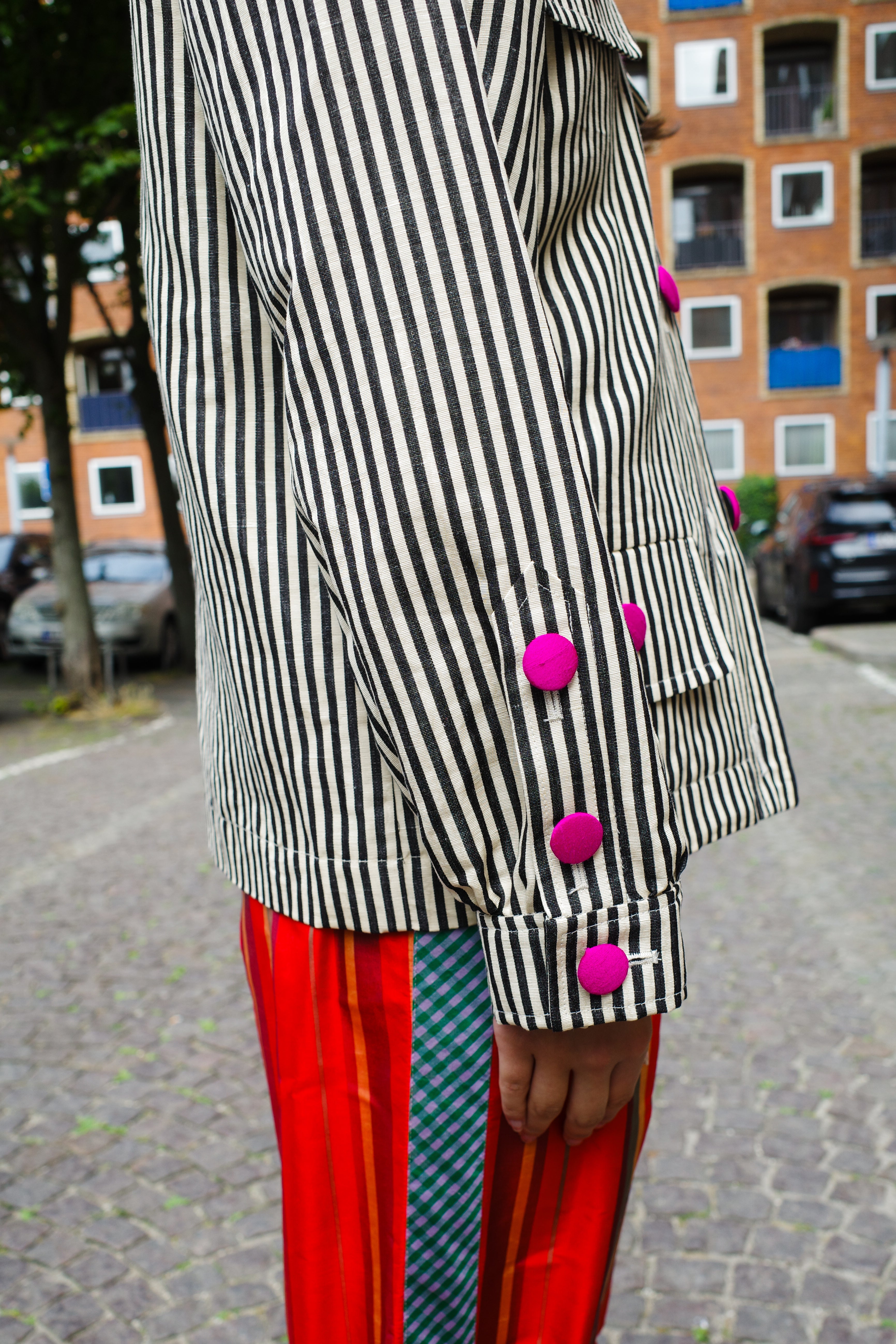 Iggy Jacket AW25 Linen/Cotton MIX Black/White Stripe