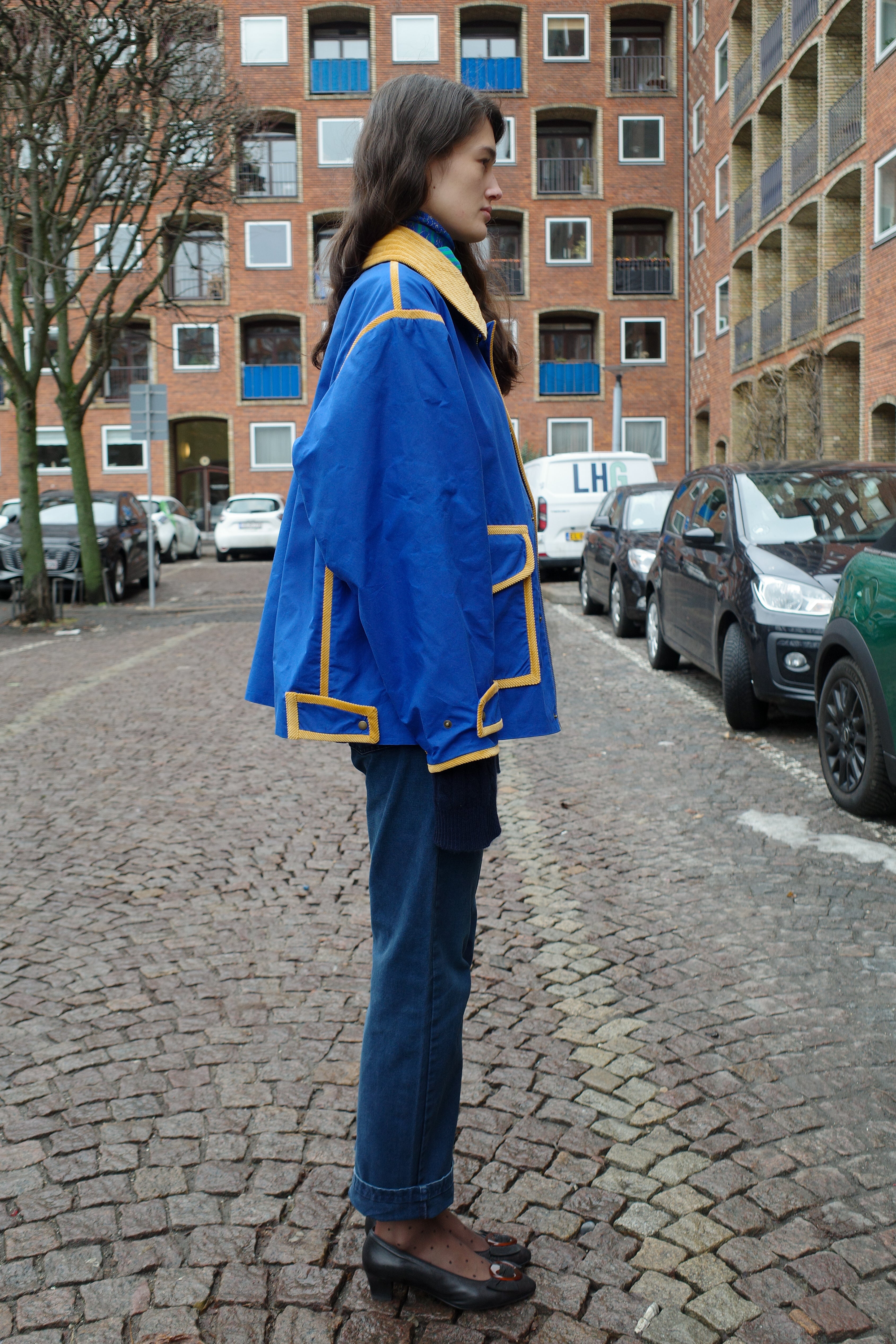 HARRIET JACKET blue coated cotton