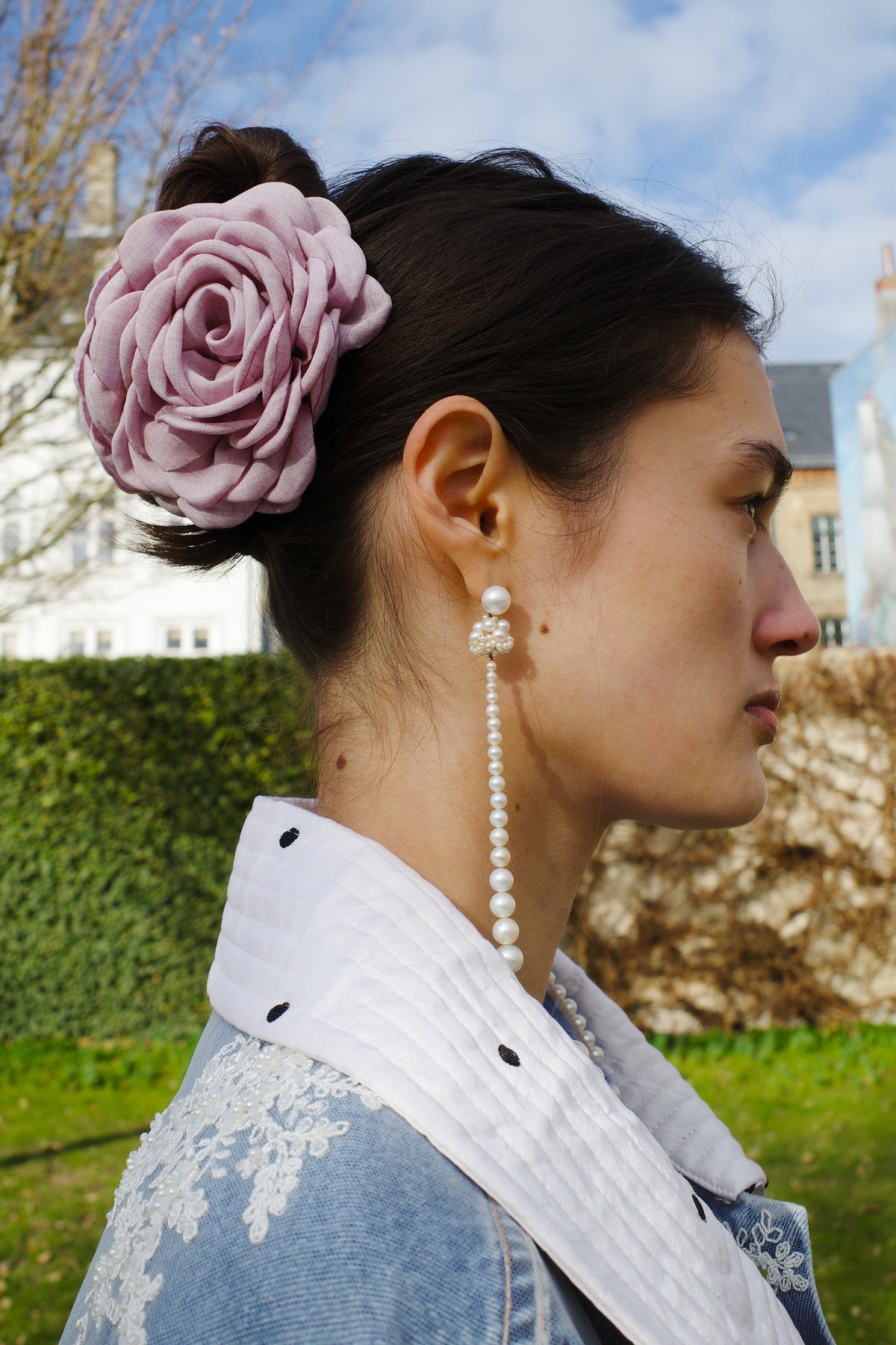 Caro editions polka dot rose hair clip $140 Tulle Rosie Hair Clip in Pale Pink | Garmentory main image 3