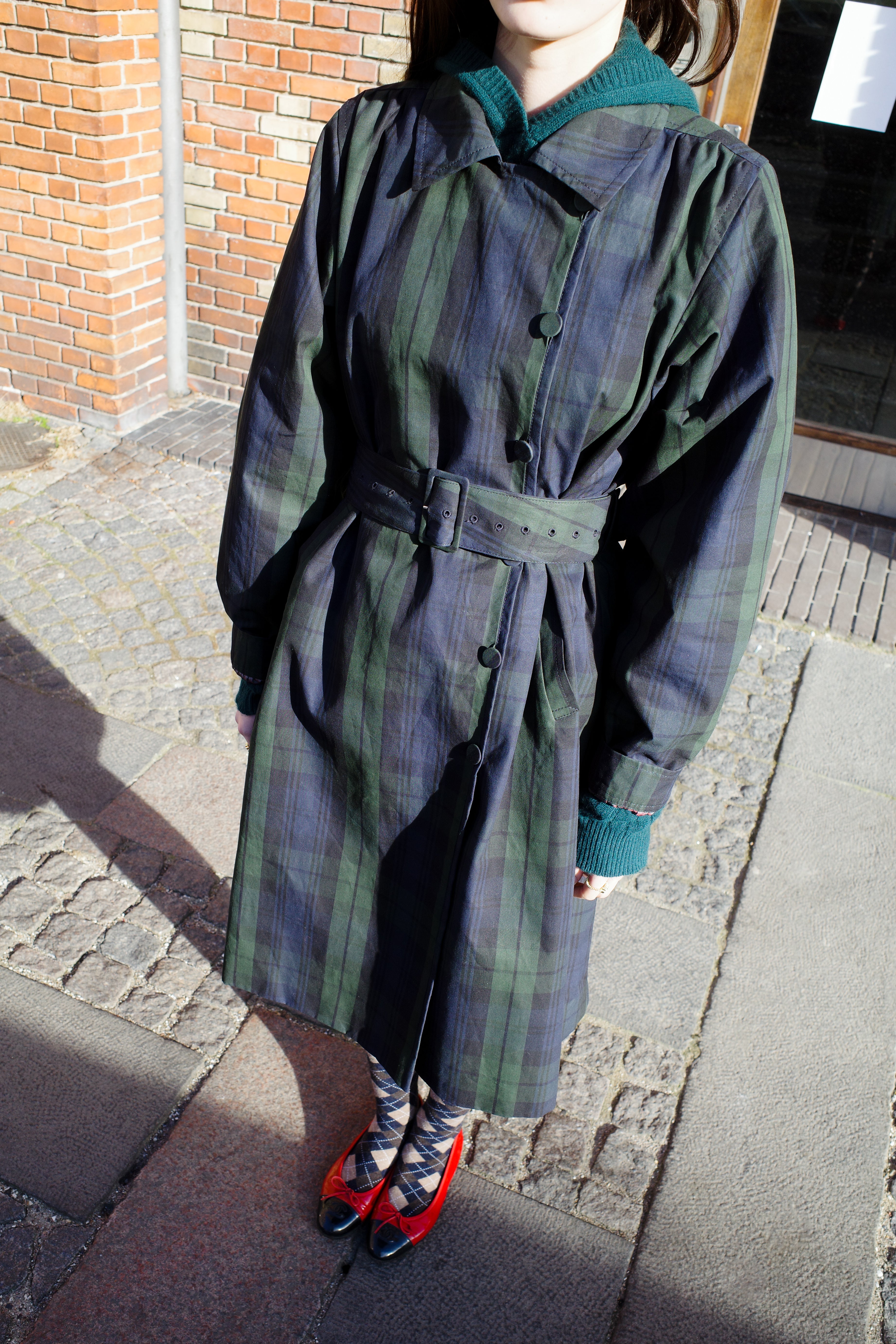 Vivian Coat - Hybrid Aero Waxed Cotton - Green and black check